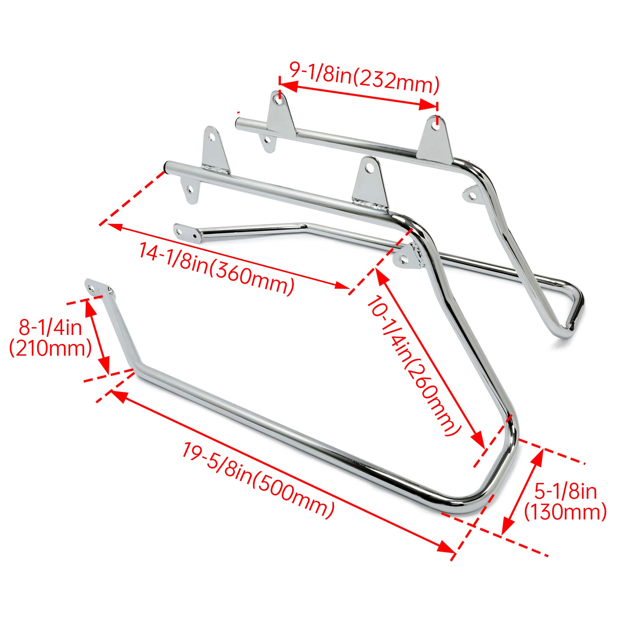 ECOTRIC Saddlebag Conversion Brackets for 1986-2013 Harley Davidson Softail, Chrome, Medium, Alloy Steel, Includes Hardware