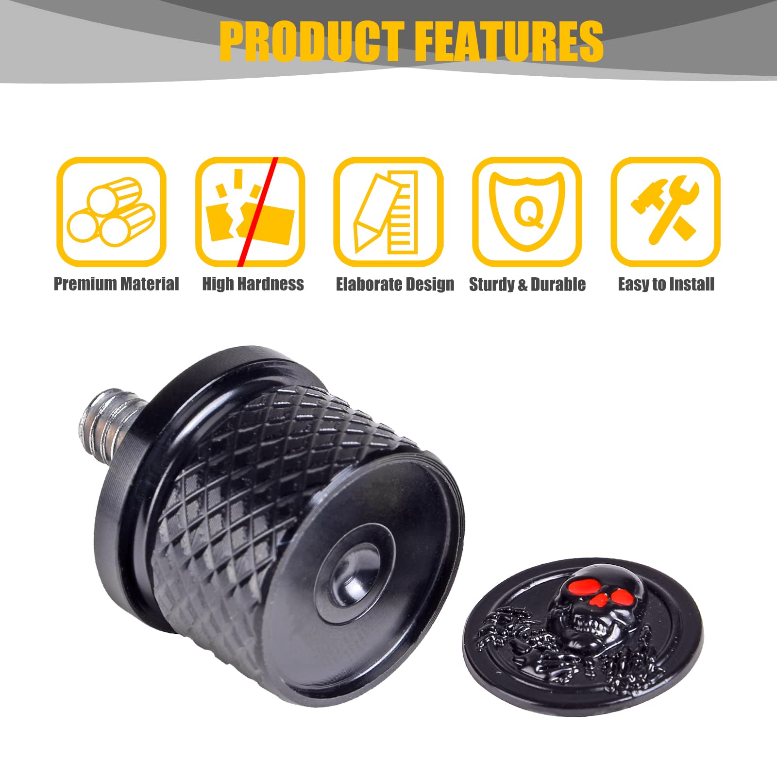 Sresk Rear Fender Seat Bolt Screw, 1/4"-20 Thread, Aluminum, Black, Model Chrome A