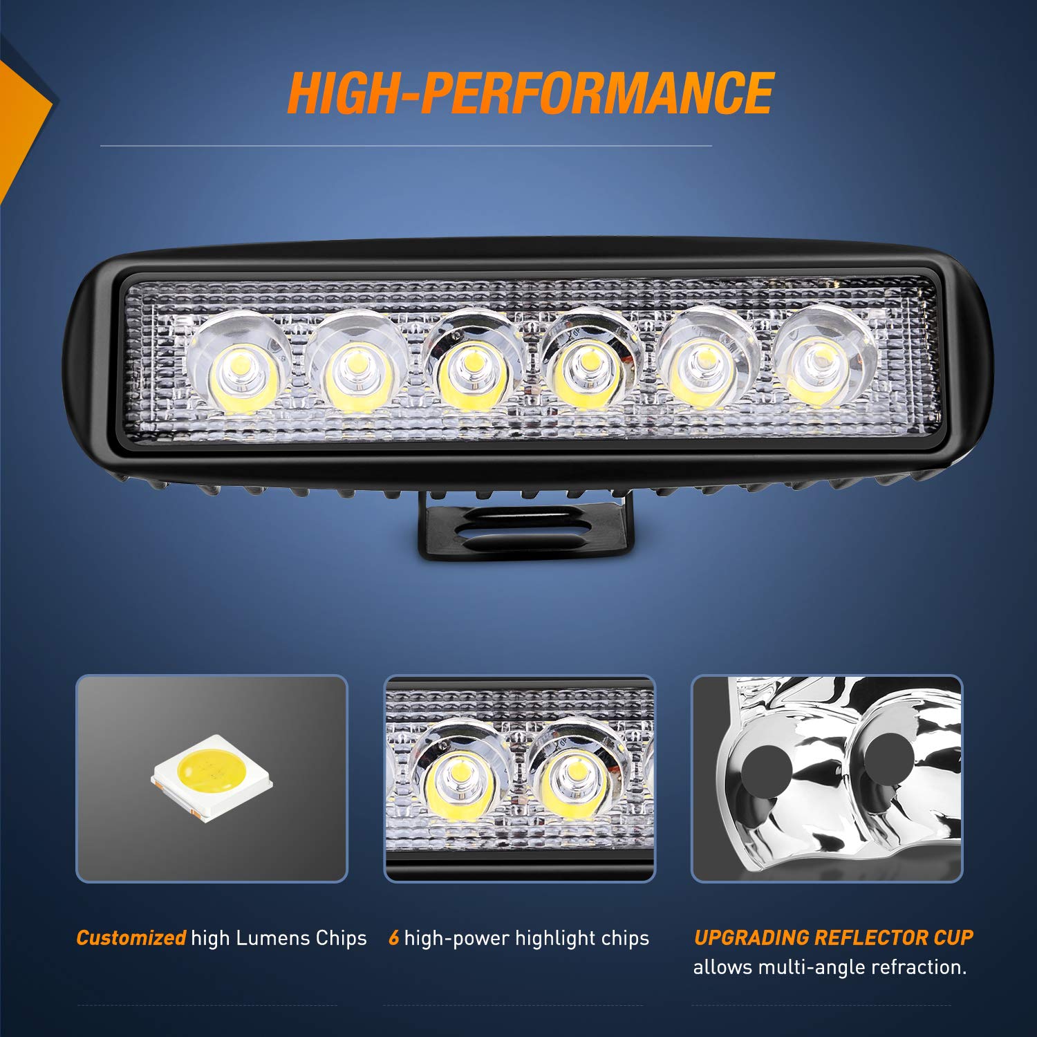 Nilight 6-Inch LED Light Bar - 2PCS 18W Waterproof Offroad Fog Pods for SUV, ATV, Truck, Golf Cart - Model 15027F-B