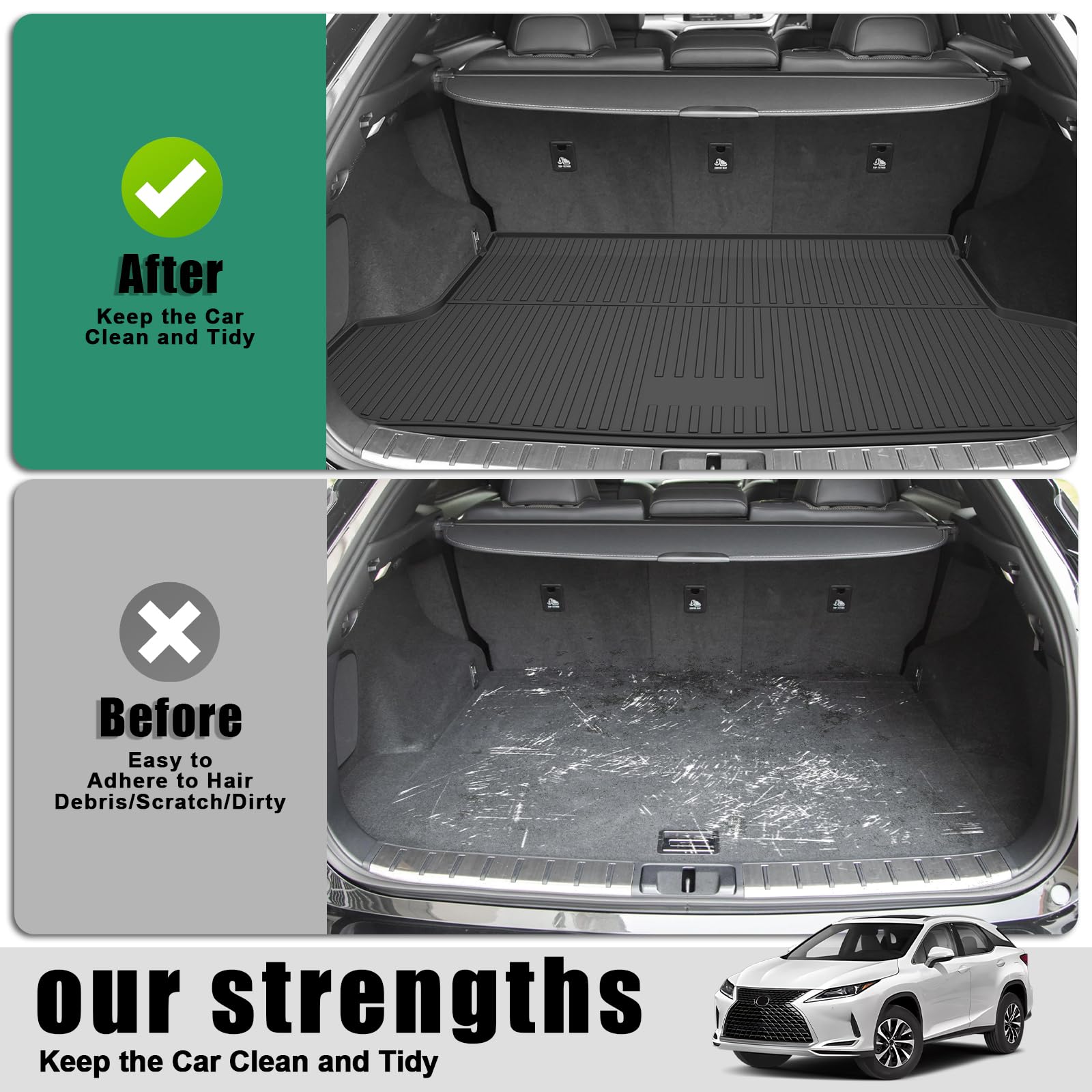 Original 2016-2022 Rx Floor Mats And Cargo Liner For Lexus Rx/Rx350/Rx450H (Not For Rxl) - Custom Fit Tpe All Weather Floor Line