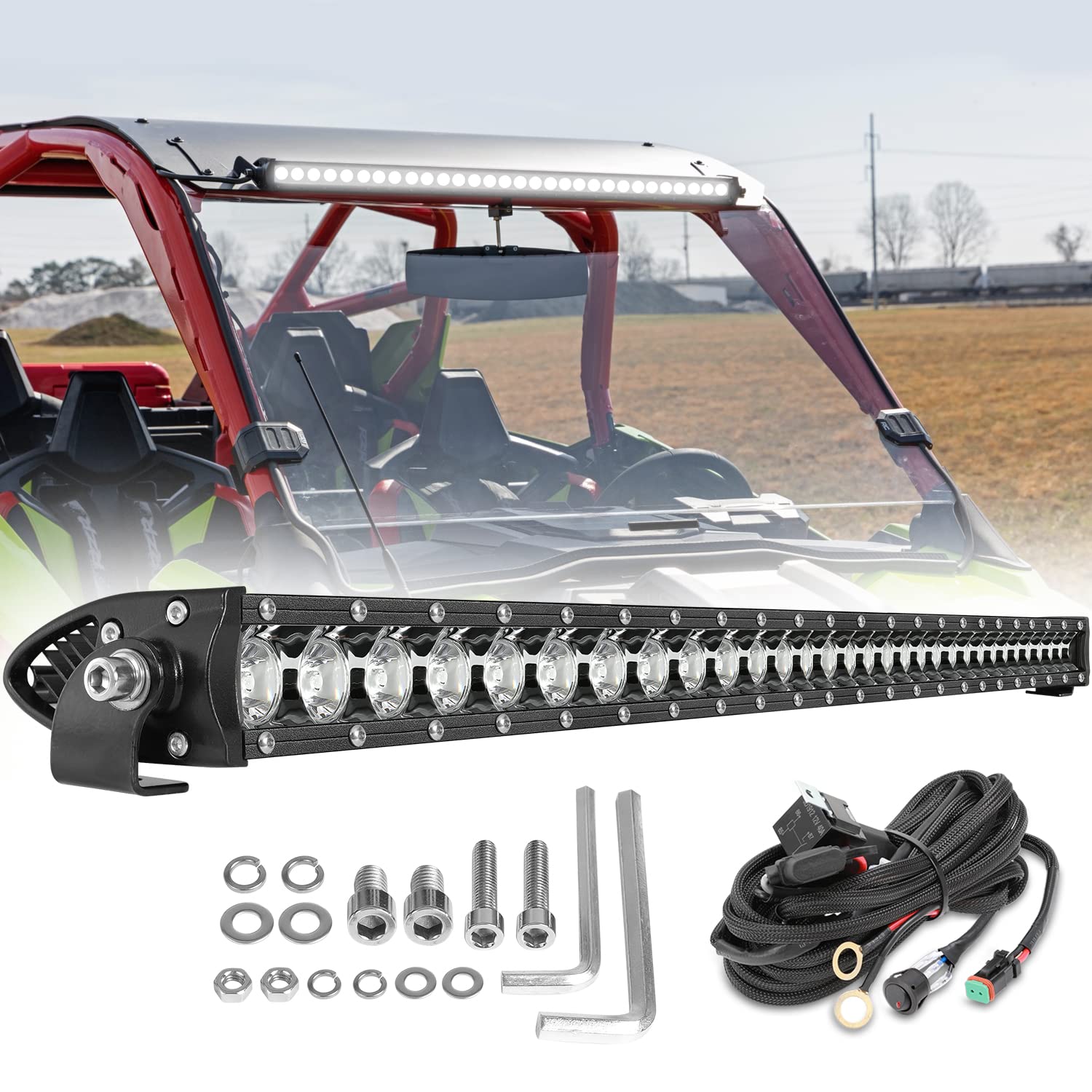 30 Inch Light Bar 2026 Upgraded, Lumimotor Slim Single Row LED Light Bar Spot Beam Off Road Lights for Truck UTV SUV Wrangler F-