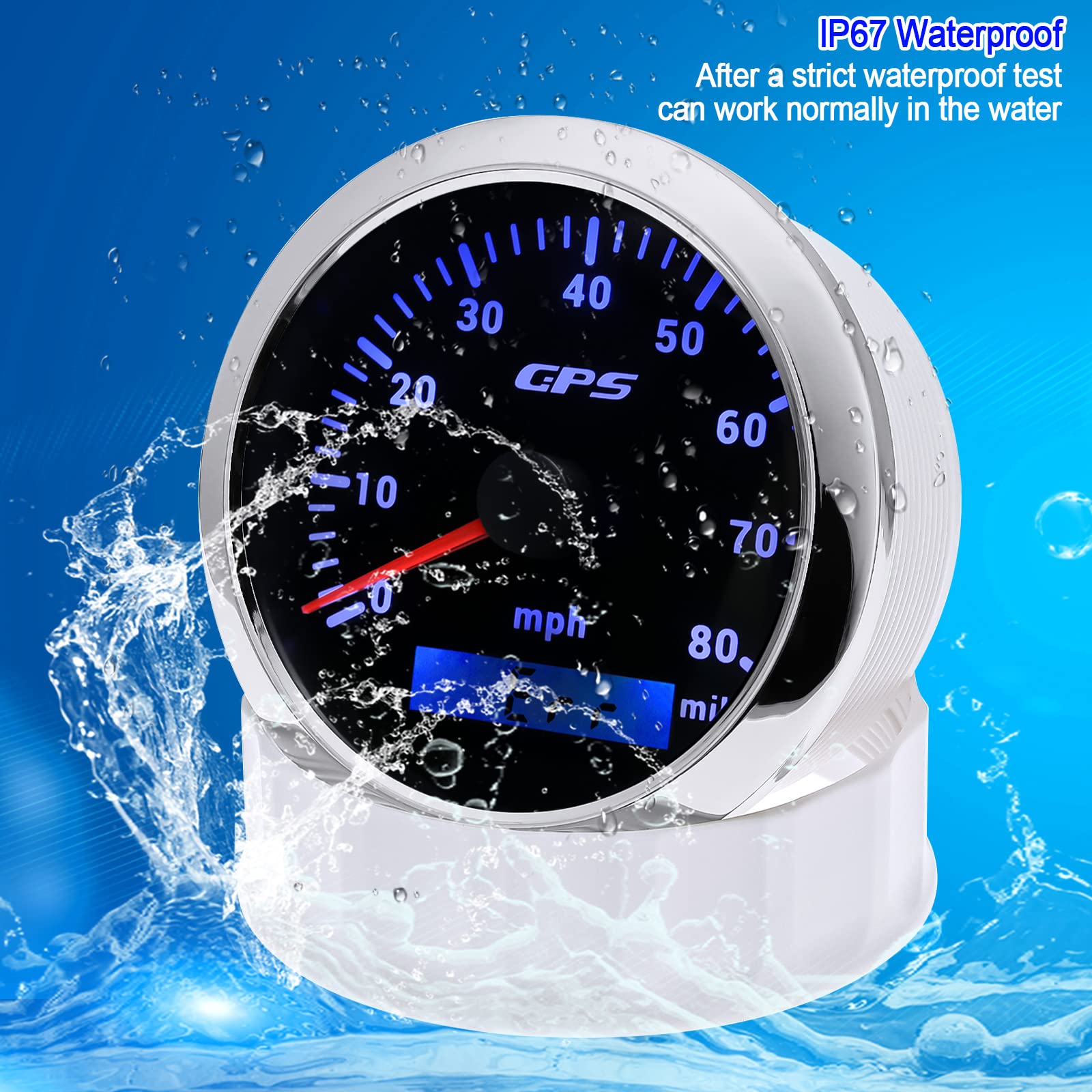Artilaura Gps Speedometer Boat 85Mm 3-3/8'' Digital Odometer 80Mph Speed Gauge 7 Color For Auto Car Marine Truck Waterproof 9-32