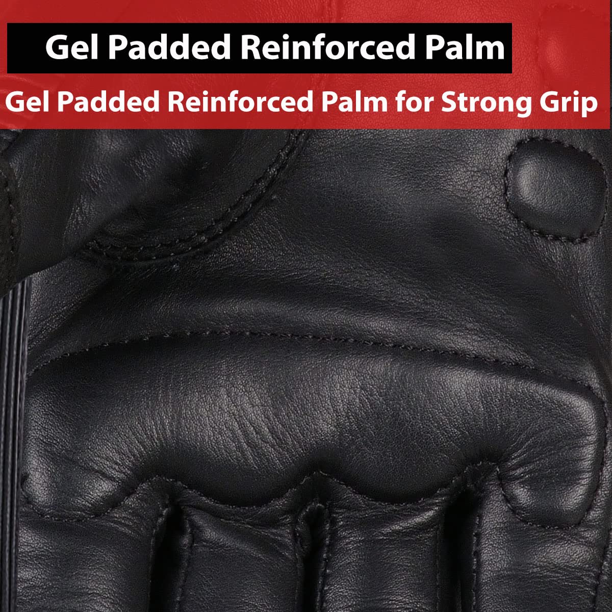 Jackets 4 Bikes Men's Motorcycle Gloves Premium Leather Street Protective Cruiser Gel Padded Driving Riding Biker Gloves Black L