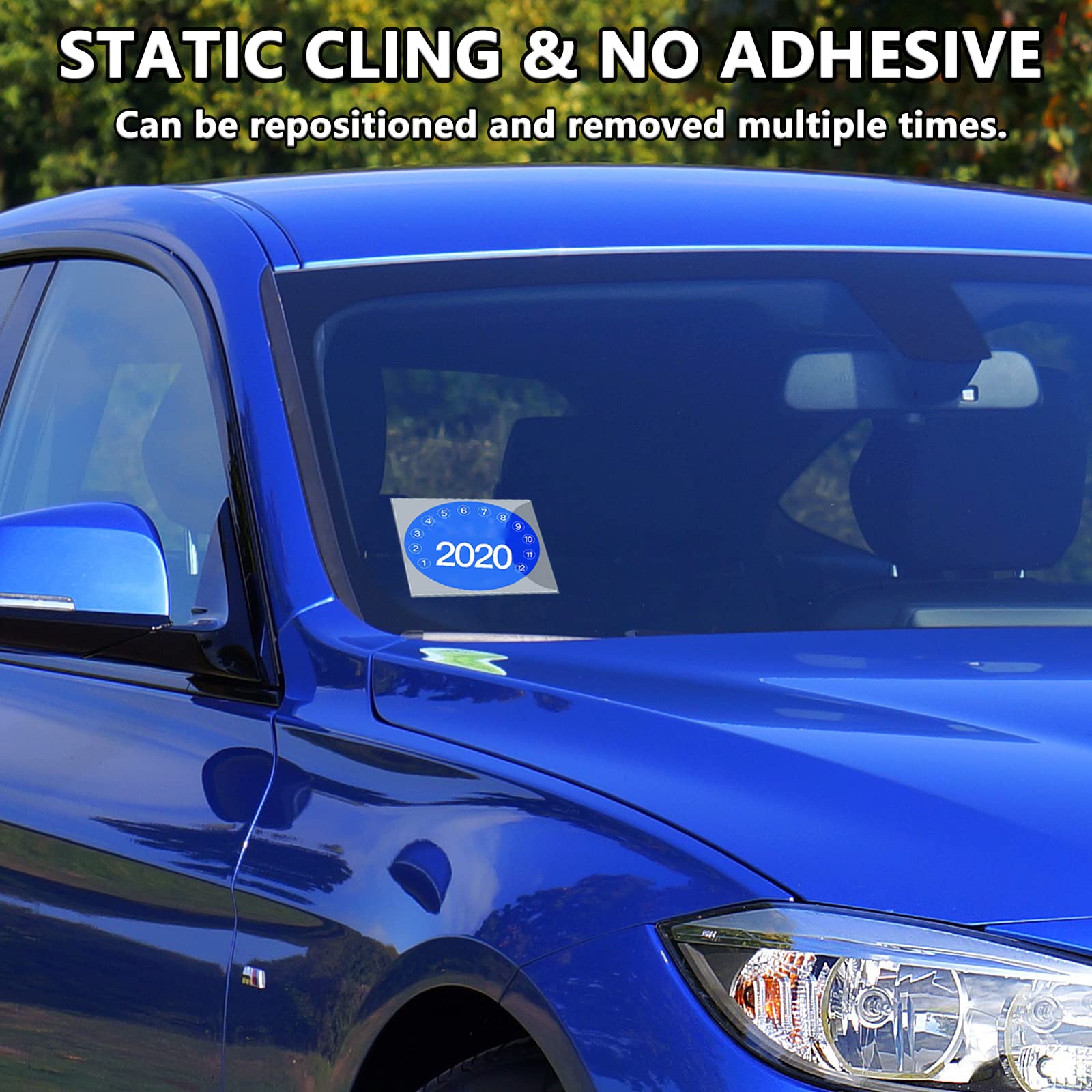 PUSNMI Car Window Clings - 12PCS Transparent PVC Windshield Sticker Applicator 6.3''x6.3'' Static Film for Parking Permit & Inspection