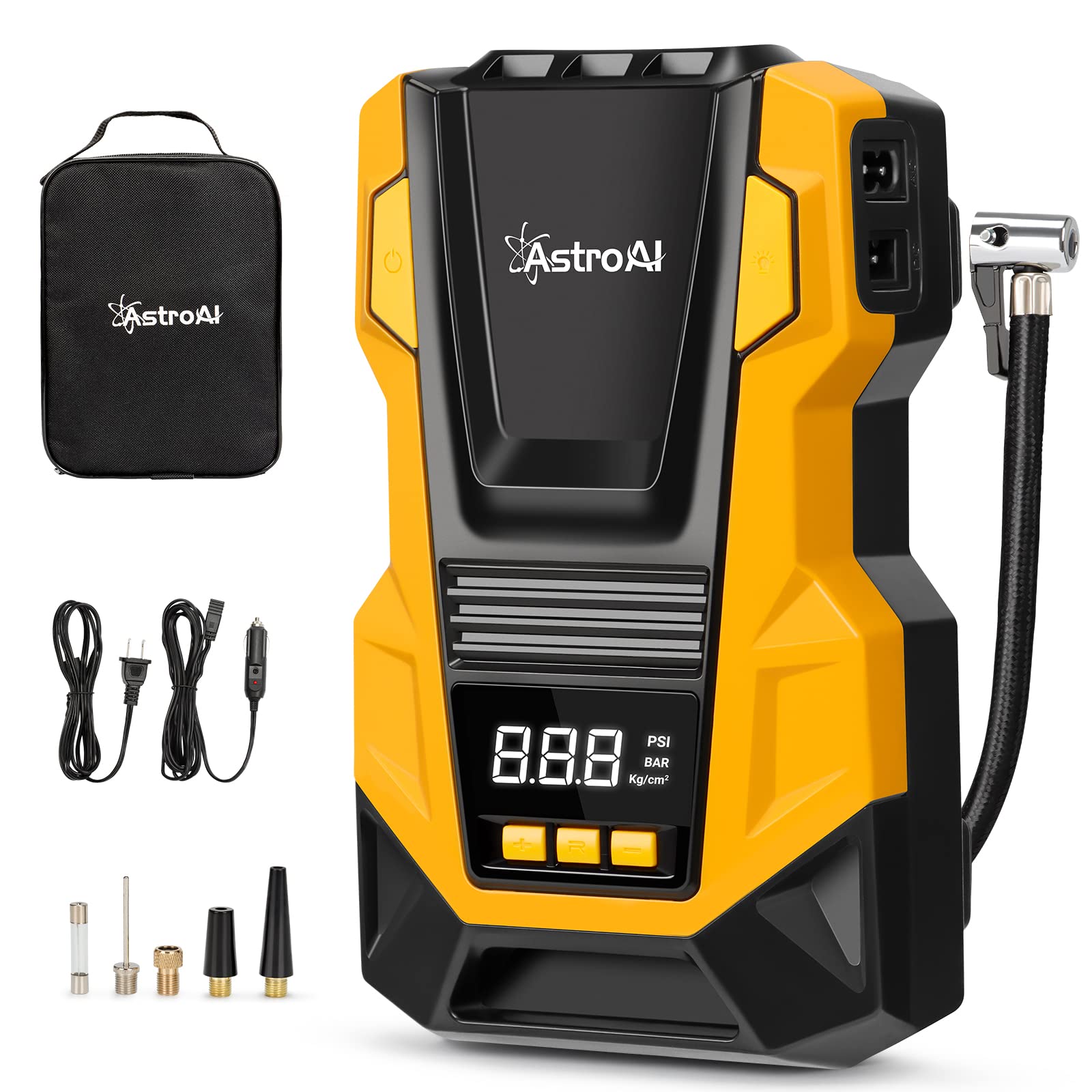 Astroai Ac/Dc Tire Inflator Portable Air Compressor For Car, Air Pump For Car Tires, Car Accessories 150Psi With Led Light For C