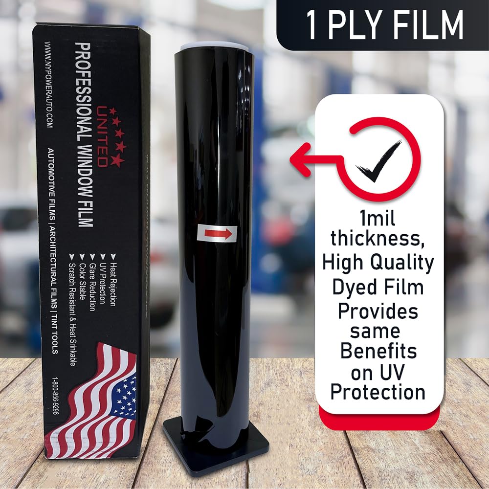 United Professional Window Tint Car Film 42% Vlt 40'' In X 100'Ft 1Ply Dyed Film - Privacy Window Tint For Cars, Home, Blocks Uv