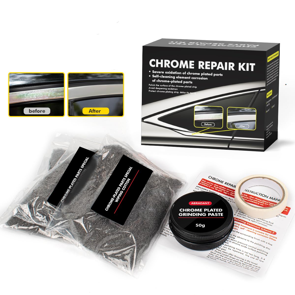 XTryfun Metal Polish Restorer and Protectant, Chrome Cleaner and Polish for Cars, Removes Oxidation and Discoloration from Metal