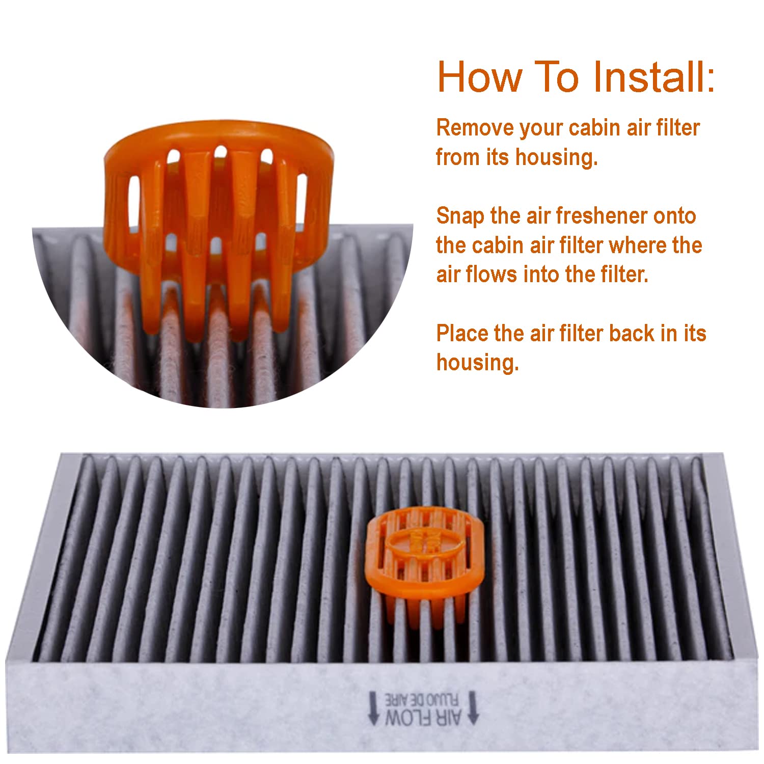 PUREFLOW Pureflow Cabin Filter Air Freshener - Odor Eliminator, Tropical Peach, Fits Most Cars, Trucks, SUVs - Pack of 2
