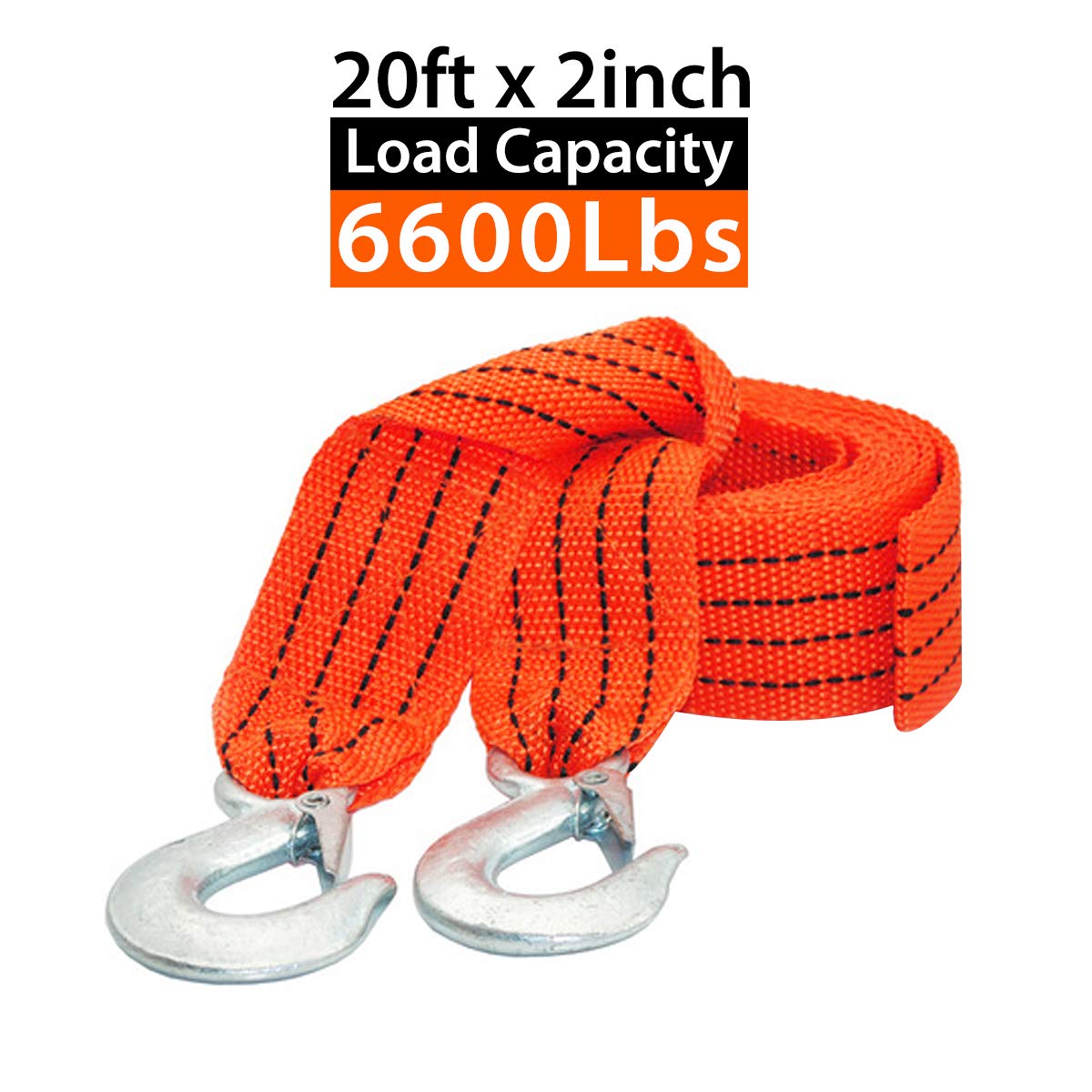 JCHL Tow Strap 2in x 20Ft Recovery Strap 10,000LB Polypropylene for Towing Vehicles