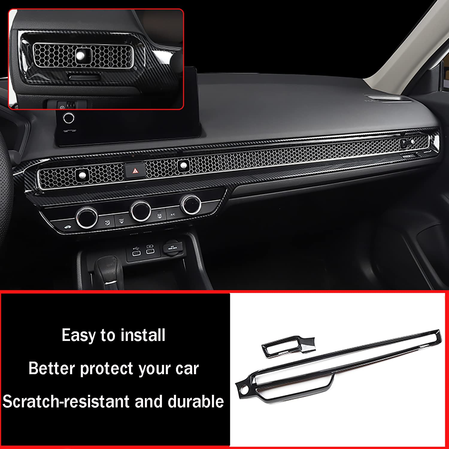 KELEIMAI Car Accessories Fit for Honda Civic 11th Gen 2022 2023 2024 2025 Sedan Hatchback LX EX EX-L Sport Touring Dashboard Cen