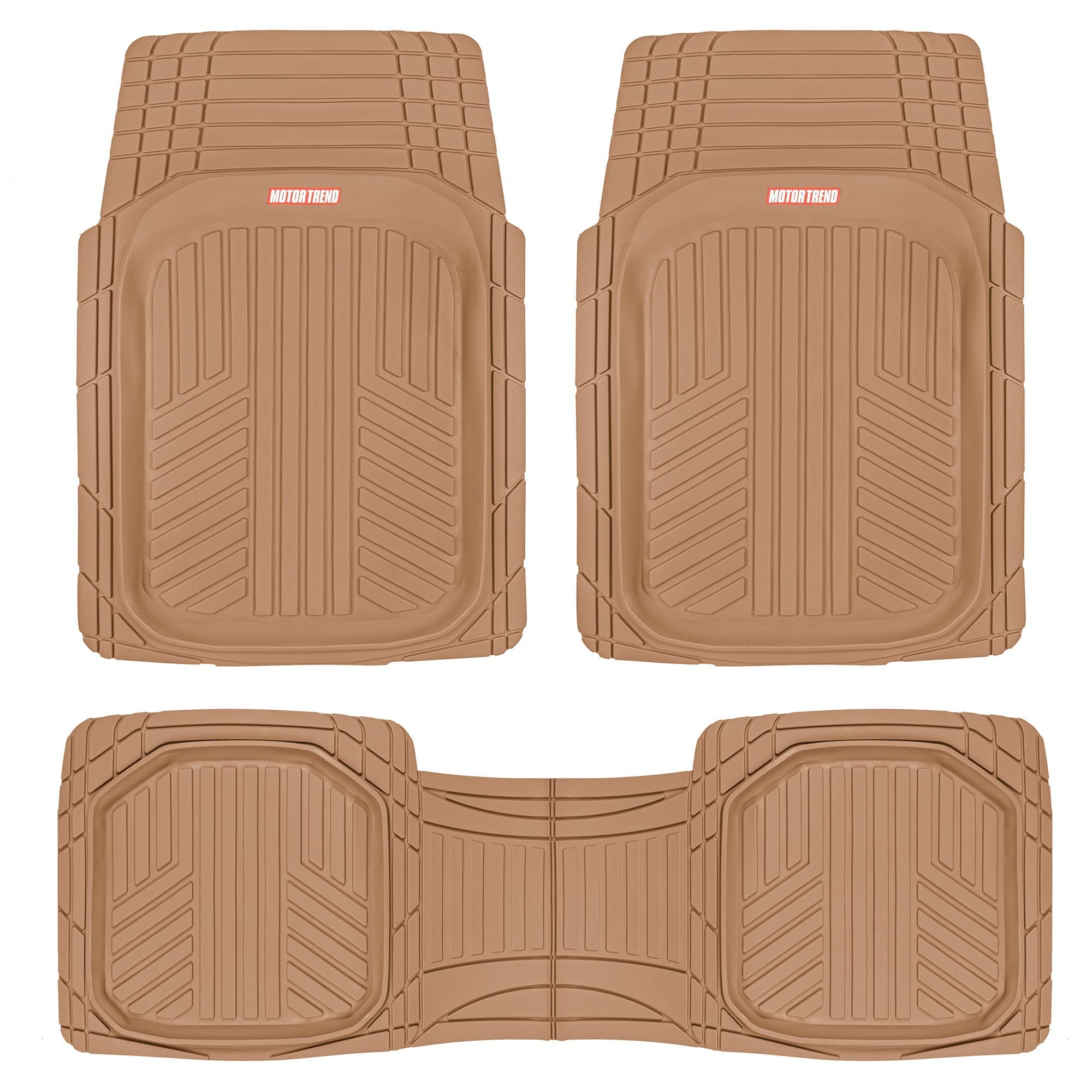 Motor Trend Deepdish Floor Mats For Cars Full Set, All-Weather Rubber Automotive Floor Mats, Performance Plus Heavy Duty Car Mat