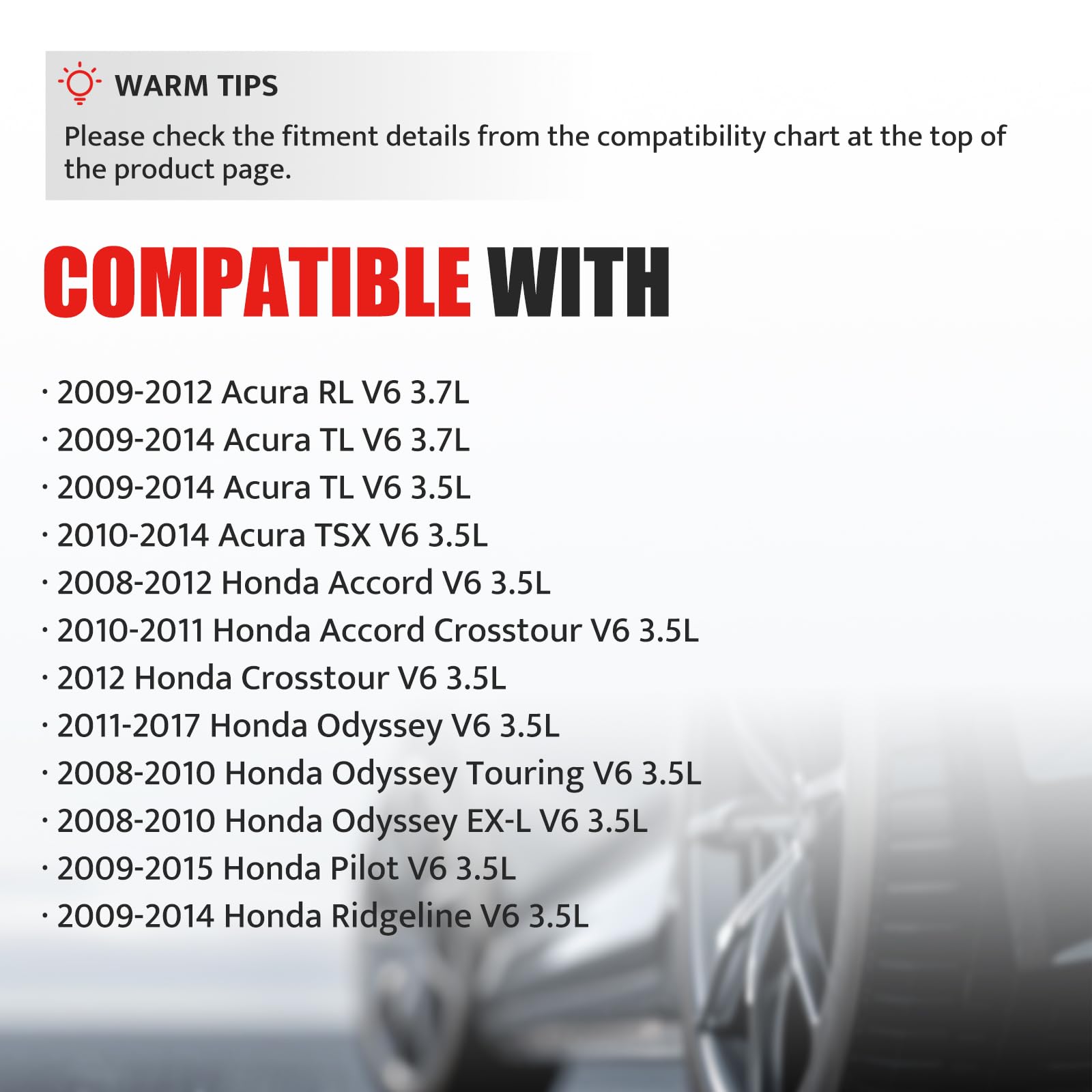 NPAUTO Ignition Coil Pack Set of 6 for Acura RL TL TSX, Honda Accord Odyssey Pilot, V6 3.5L 3.7L, Model KIT-10631
