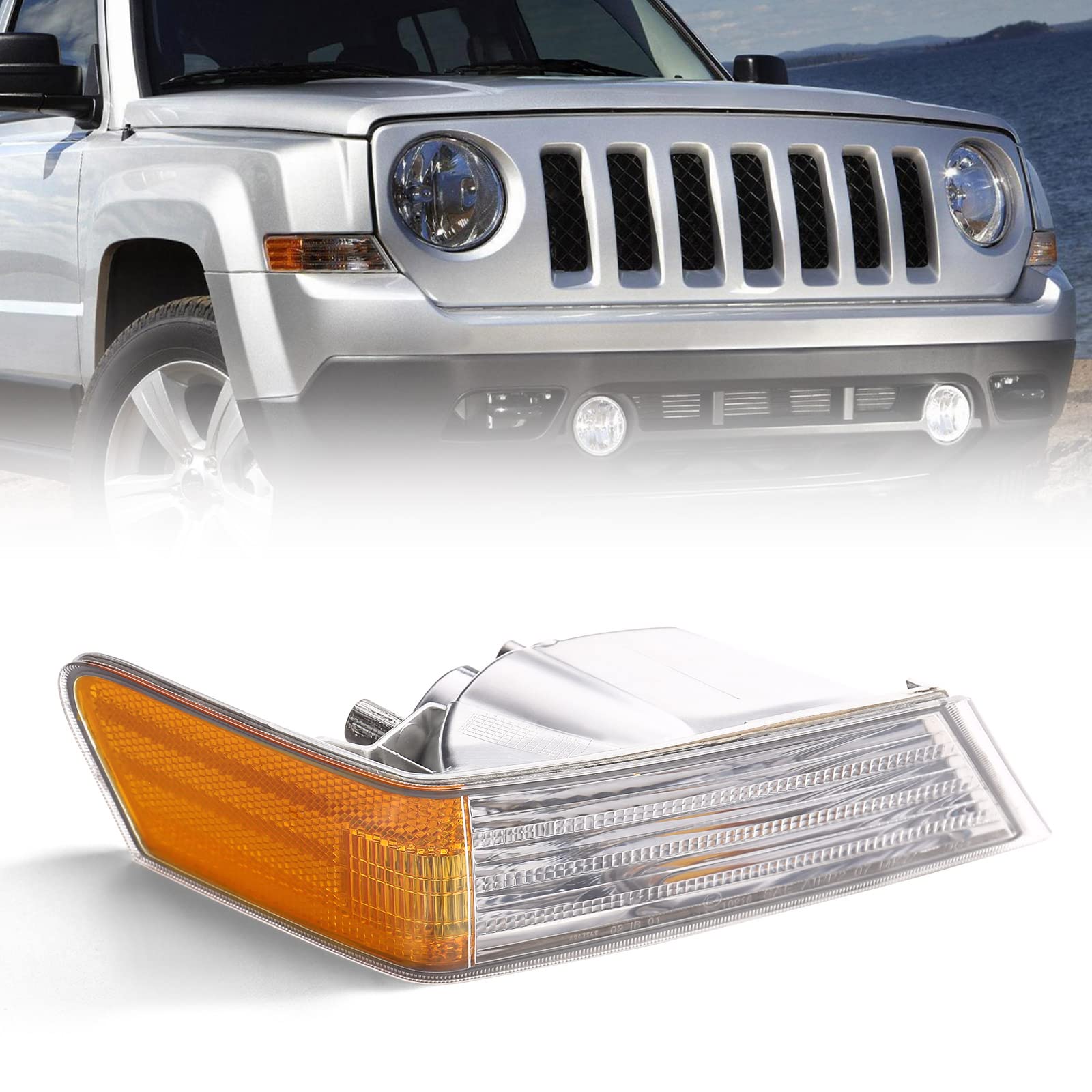 FIONE Front Turn Signal Light Cover Side Marker Corner Lamp Lights blinker lens for Jeep Patriot 2007 2008 2009 2010 2011 2013 2