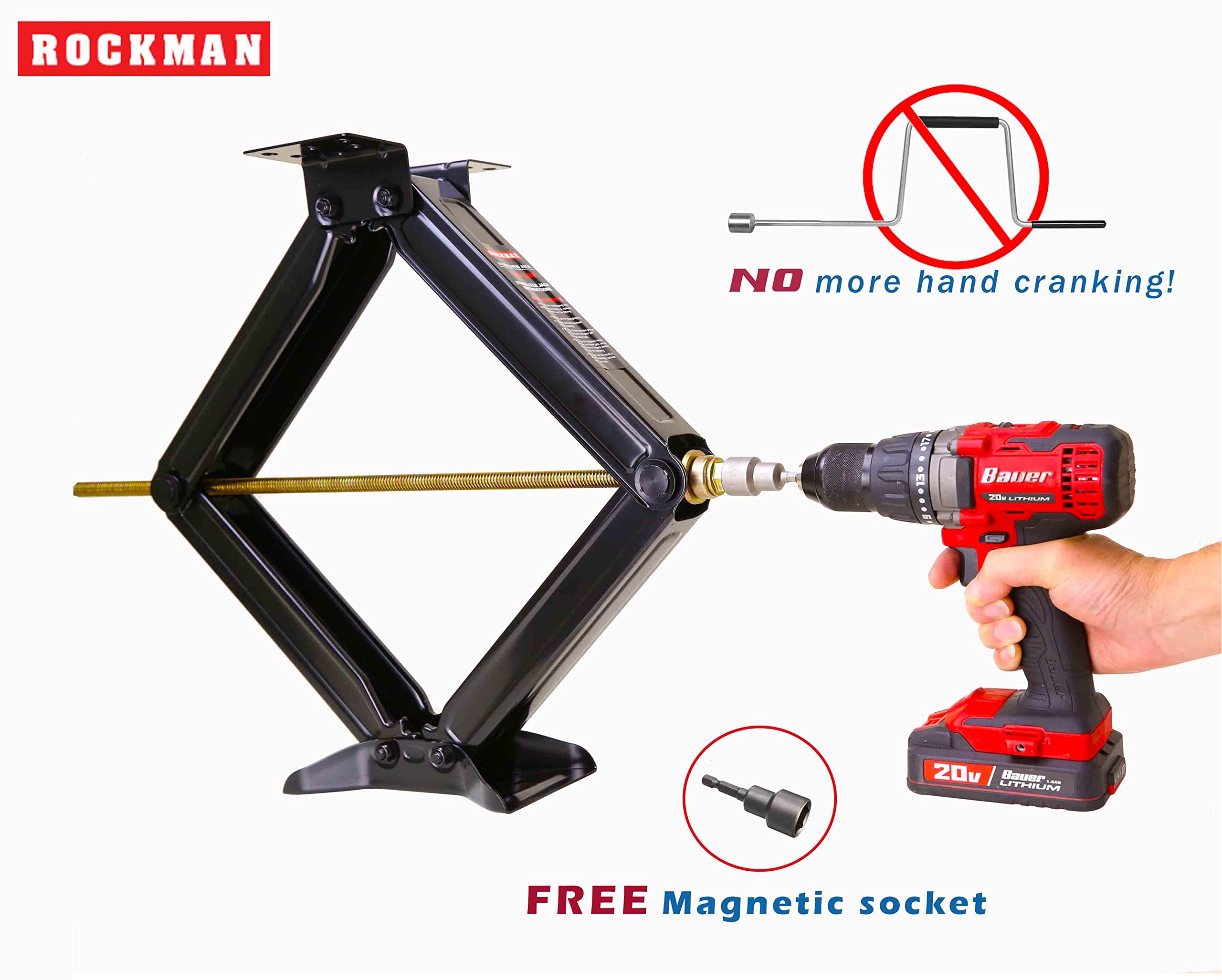 Rockman Rv Camper Trailer Stabilizer Leveling Scissor Jacks W/Socket & Level 24'' 5000Lbs Set 2