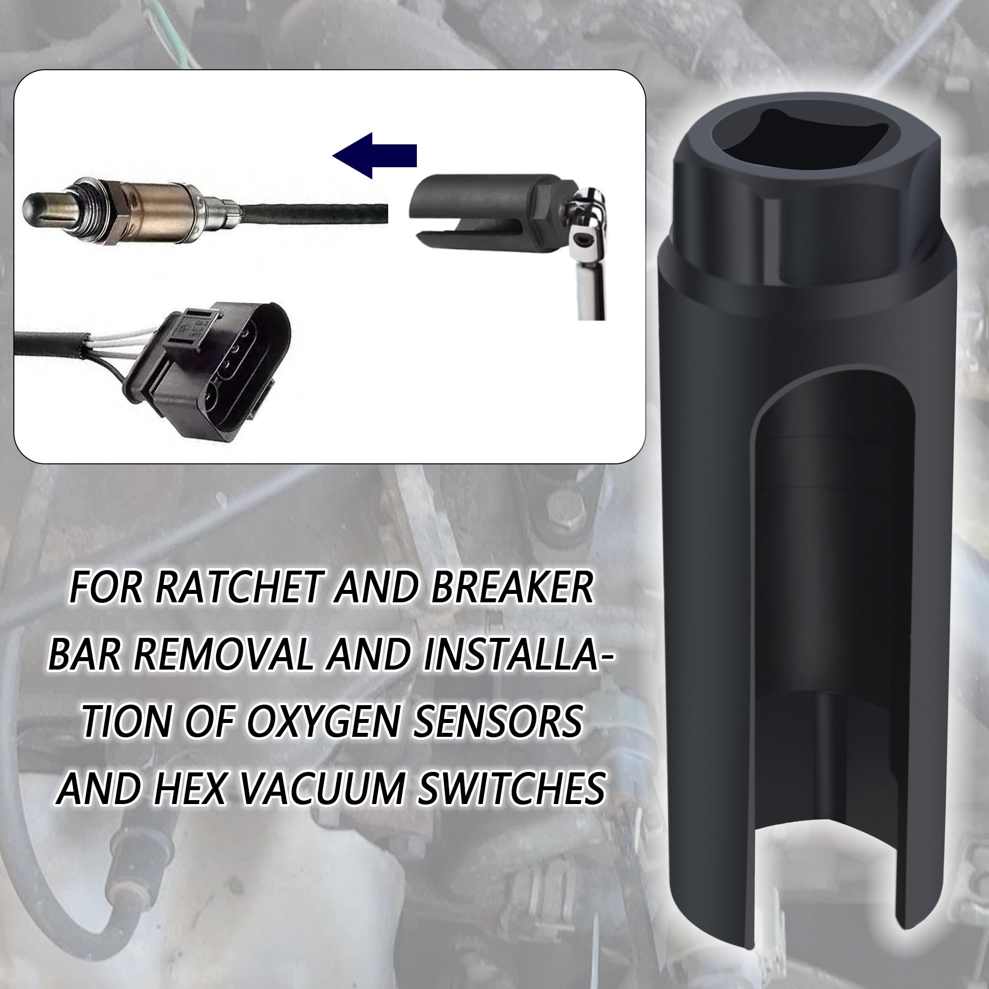 Oxygen Sensor Socket,7/8 inch O2 Sensor Socket for Automotive Replacement Oxygen Sensors,Opening Size 0.65'' O2 Sensor Removal T