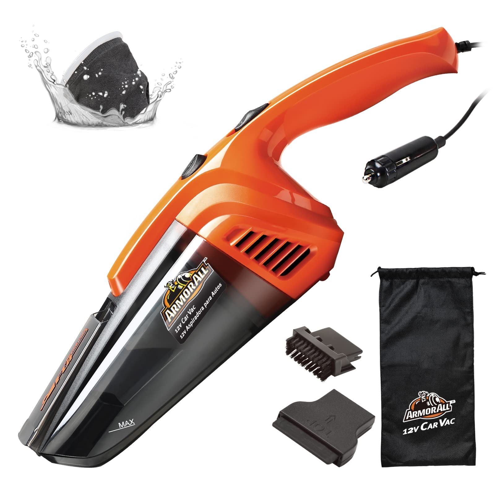 Armor All 12V Car Wet/Dry Shop Vacuum - Model AA12V10901, Orange