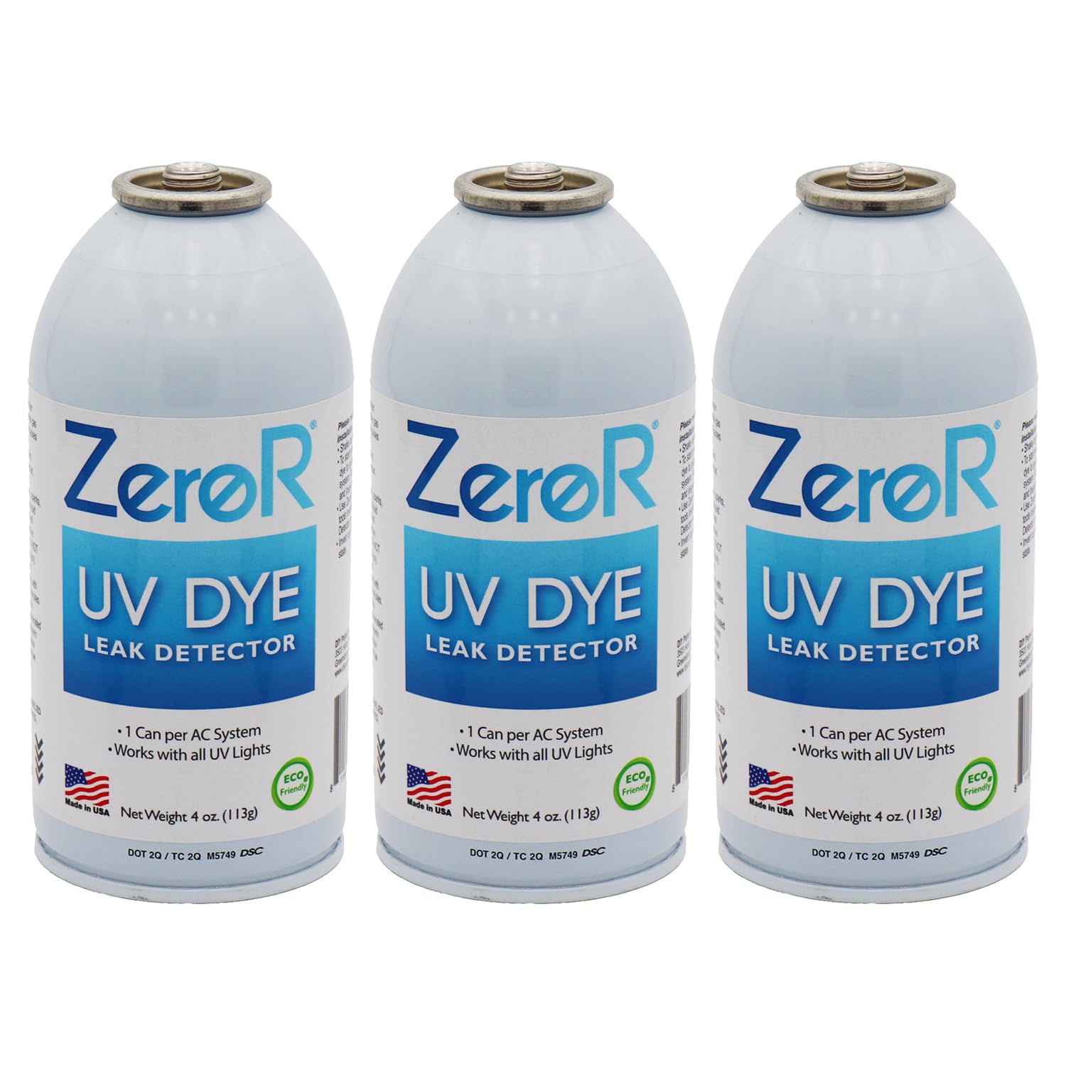 ZeroR AC UV Dye Leak Detector R134_ R12_ R22_ - 3 Can