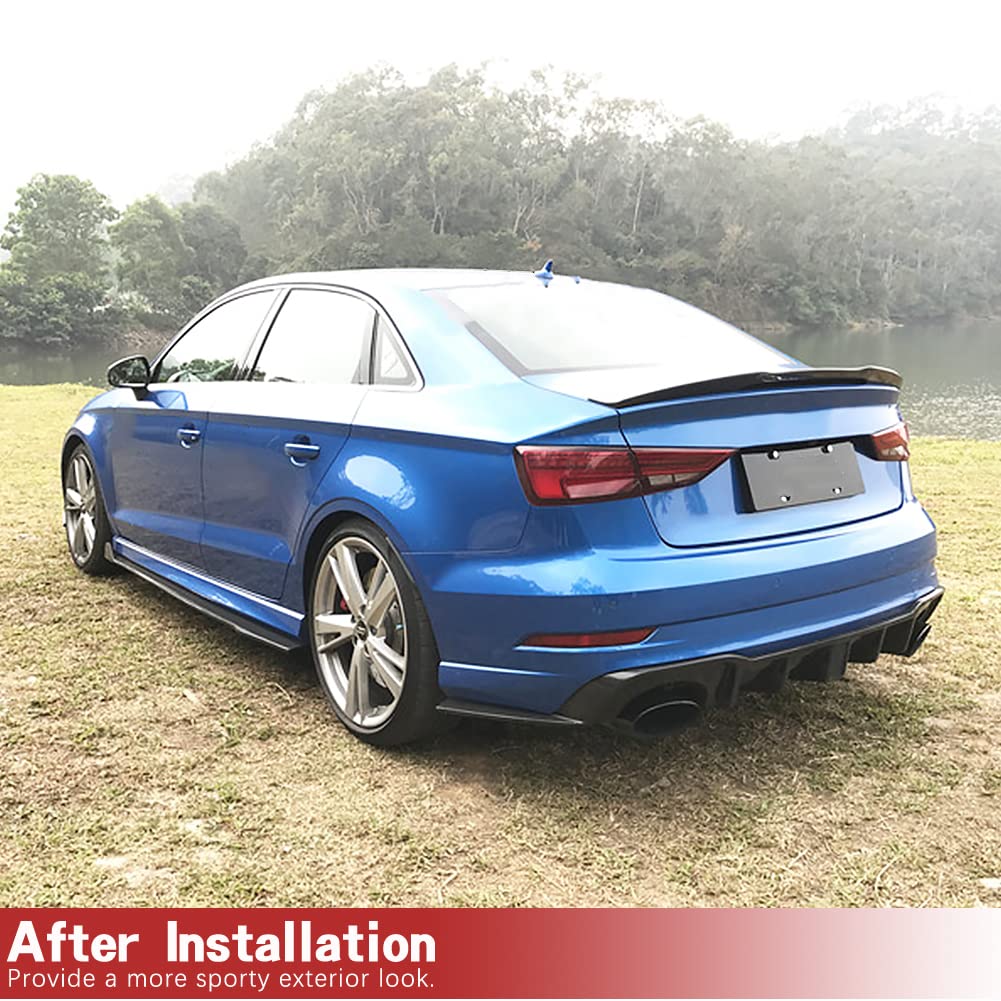 JC SPORTLINE Carbon Fiber Trunk Spoiler for Audi A3 S3 RS3 (8V) Sedan 2013-2020, Black, Model JS-2459, HighKick Rear Wing