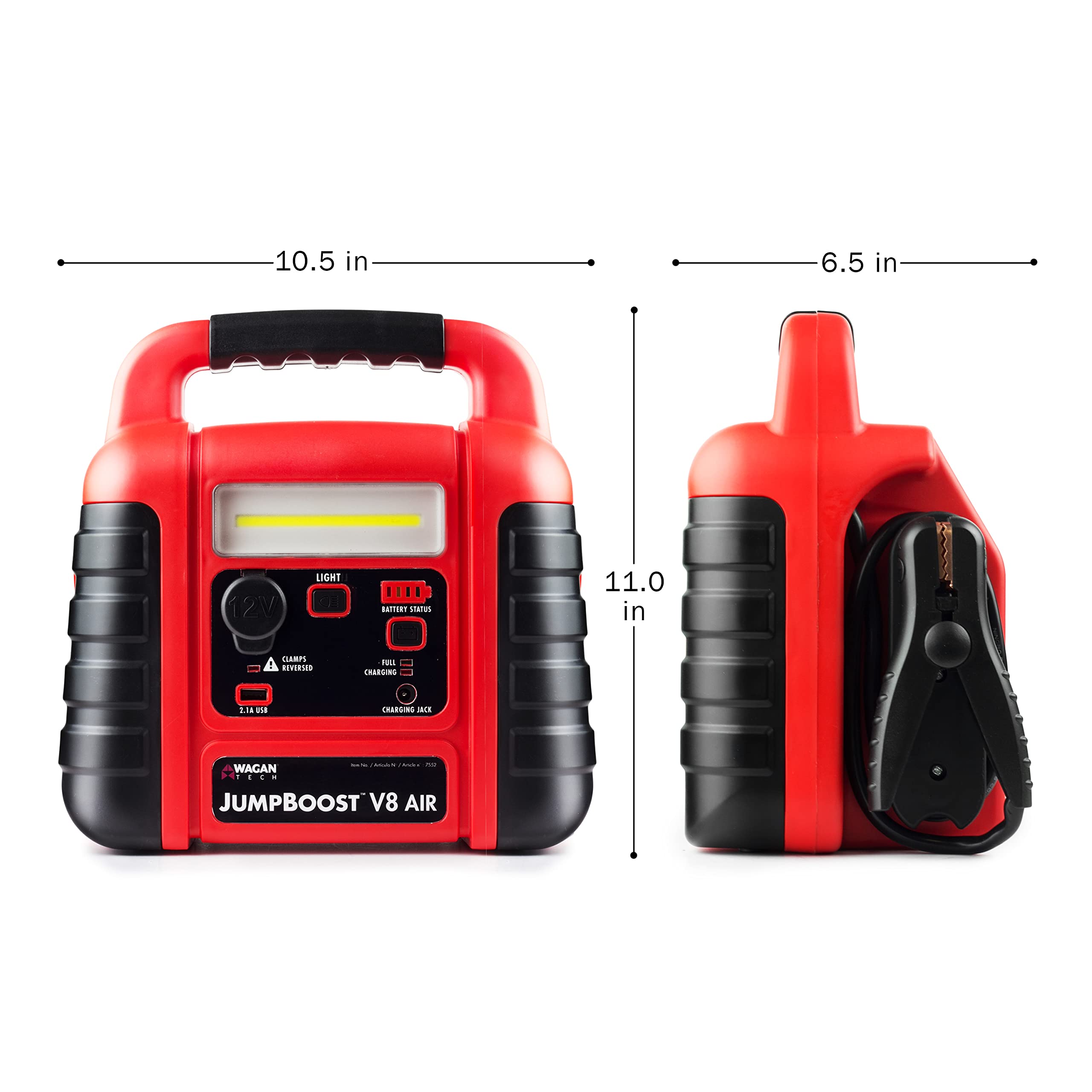 Wagan EL7552 Jumpboost V10 Air 1000 Peak Amps 12V Jump Starter with 260 PSI Powerful Air Compressor Tire Inflator, 1 Built-in DC