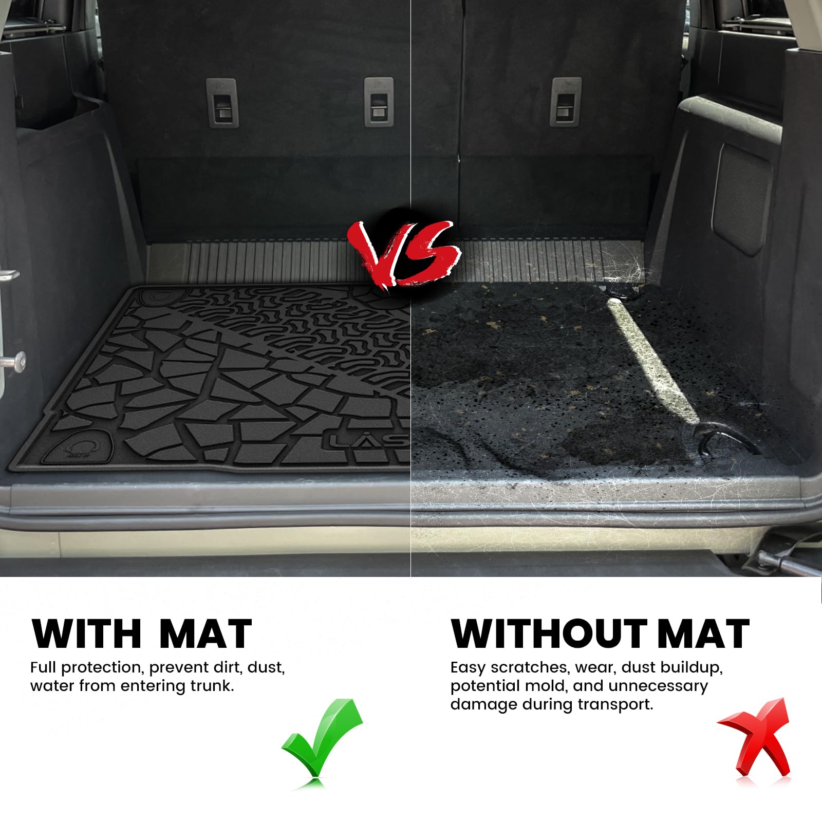 Lasfit Cargo Liner For Ford Bronco 4-Door 2025 2024 2023 2022 2021(Fit For 4-Door Only, Not Fit Sport) All Weather Custom Fit Tp