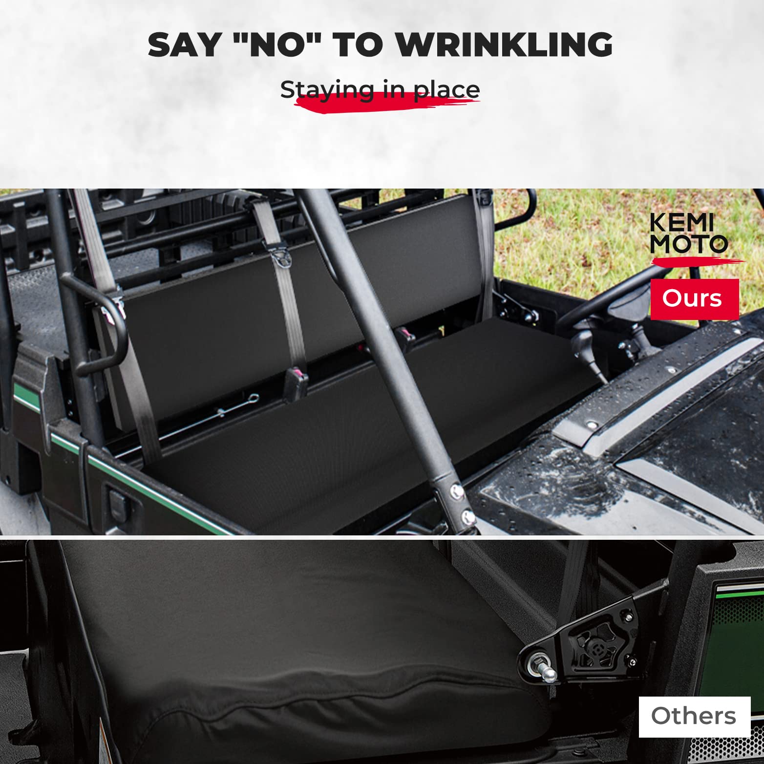 Kemimoto Mule Seat Cover Compatible With Kawasaki Mule 3000 3010 3020 4000 4010 2001-2023 2025 Utv Bench Seat Cover Set Anti-Scr