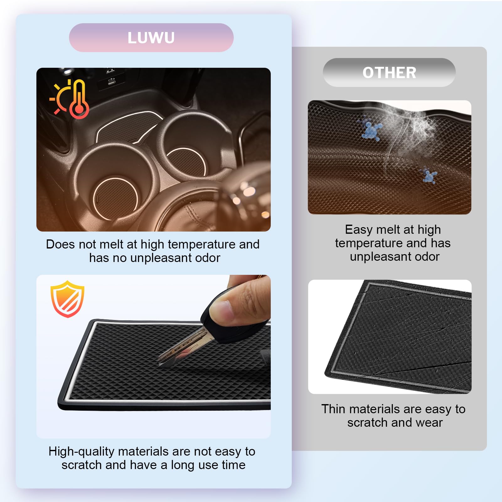 Luwu For 2025 2024 Mini Cooper F56 Center Console Liners Mats 2015-2025 Mini Cooper F56 Cup Holder Inserts Mat Mini Cooper Door Slot Mats Console Liner Trim Mats 2025 2024 Mini Cooper Accessories 9Pcs