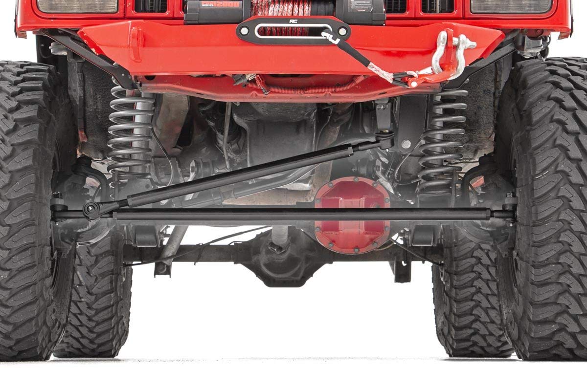 Rough Country HD Steering Kit with Stabilizer for Jeep TJ/XJ/ZJ/MJ - Steel, Black, Model 10613