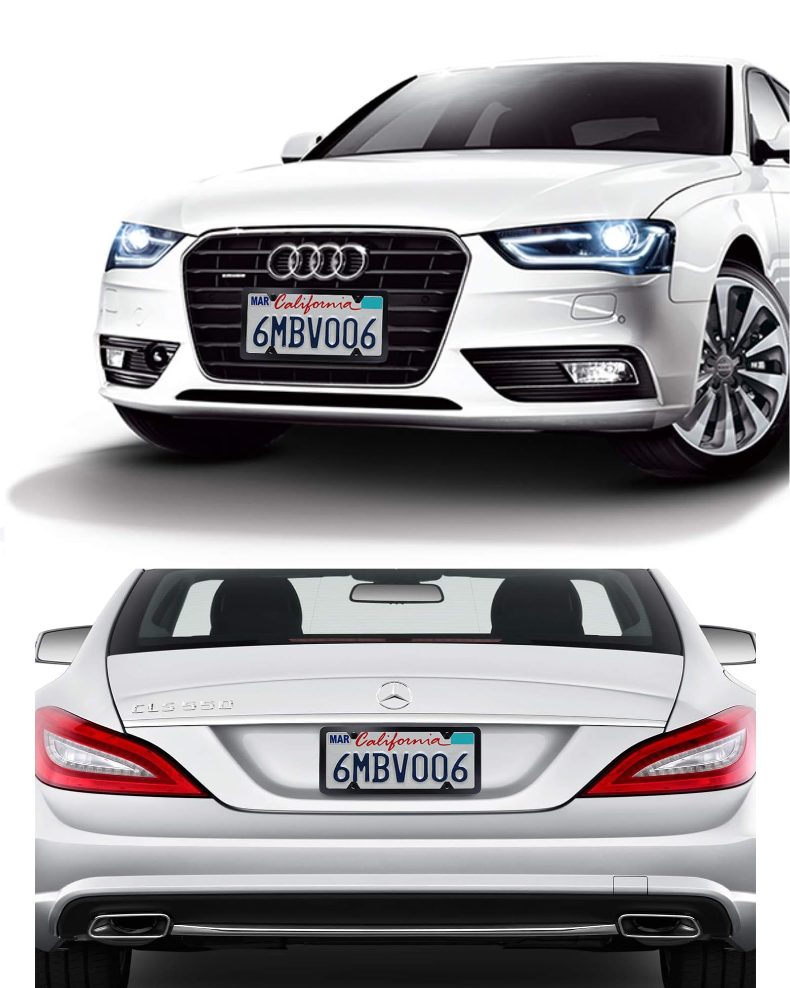 Indeed Buy License Plate Frames Black, Newest 2 Pcs 4 Holes Car Licenses Plate Covers Stainless Steel Holders Frame For Plates With Screw Caps.