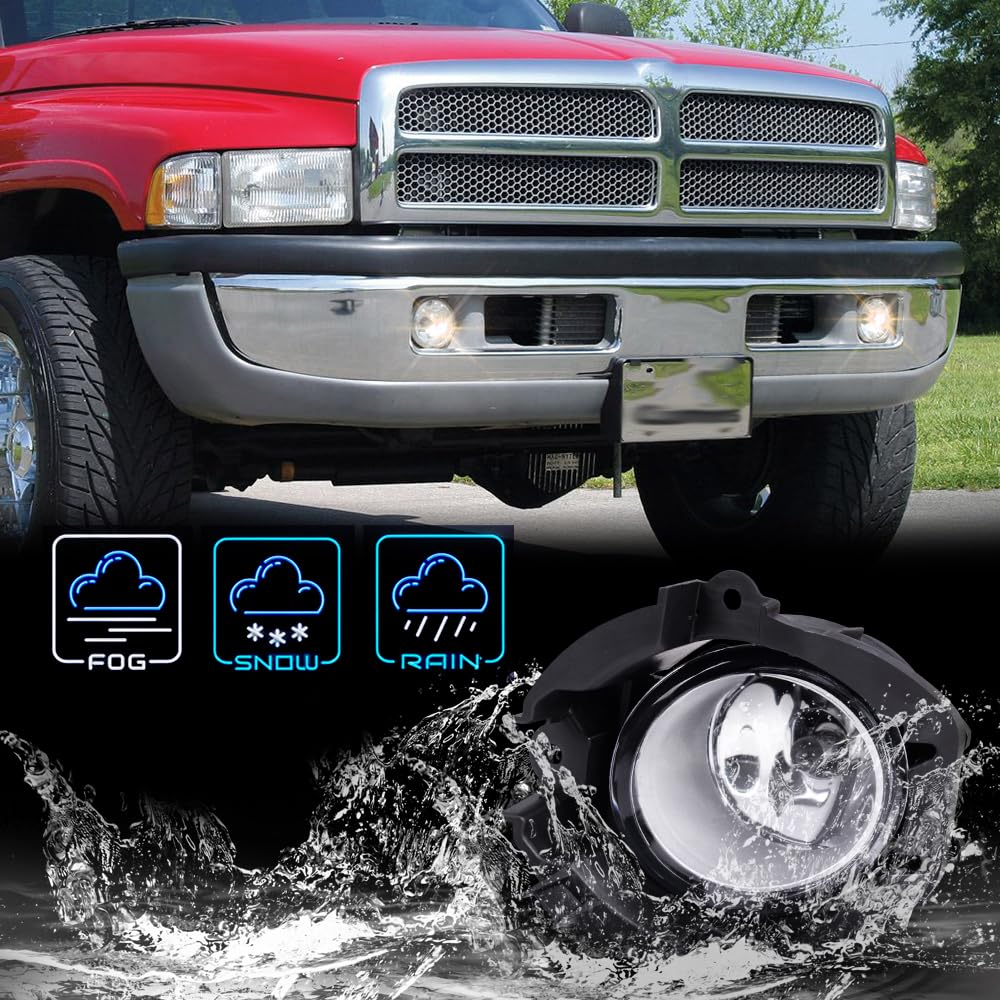 Grand Orange Fog Lights Compatible With 1994-2001 Dodge Ram 1500 /Fit 1994-2002 Dodge Ram 2500 3500 Driver & Passenger Side Fog