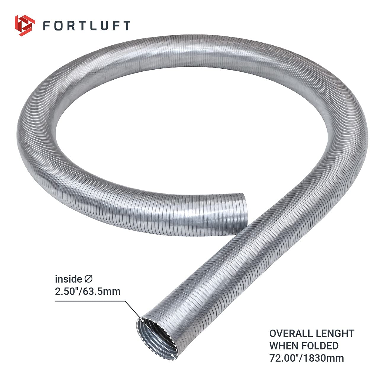 Fortluft Exhaust Flex Connector Pipes & Bellows (Flex Tube, 2.50''X72.00''/63.5X1830Mm)