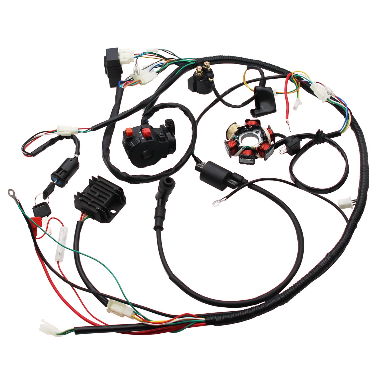 YD-PS001 Full Electrics Stator Wiring Harness CDI Coil for GY6 125cc/150cc ATV, Copper, Primary Colours