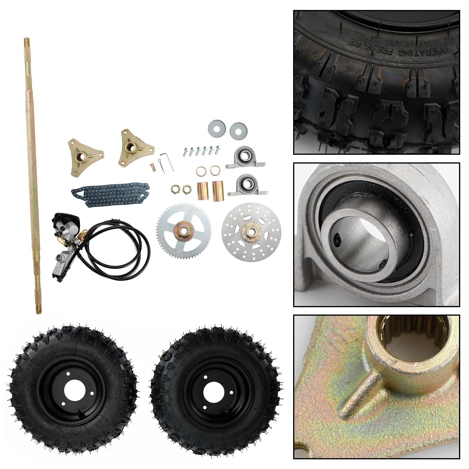 Bruce & Shark 29 Rear Axle Assembly Complete Wheel Hub Kit for Go Kart Quad Trike Drift Bikes go kart wheels go kart rear axle