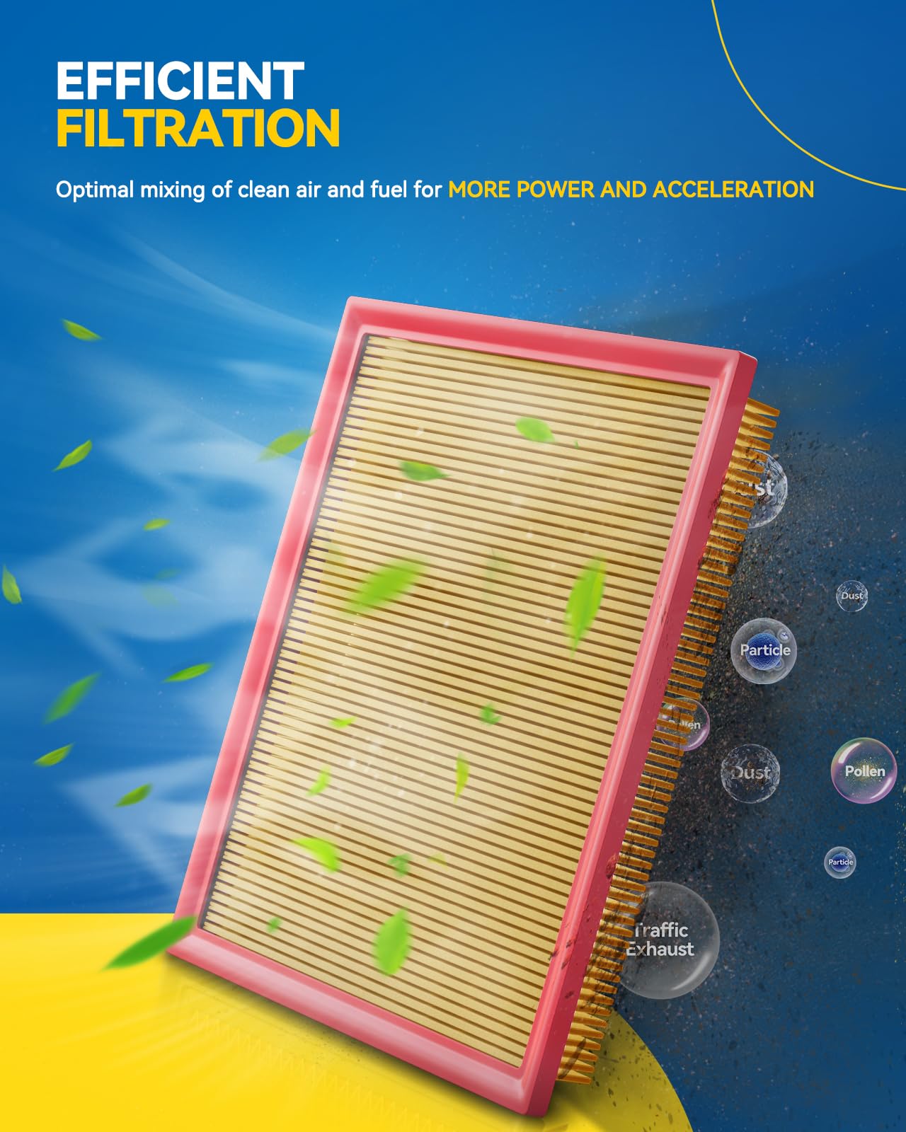 PHILTOP Engine air filter CA10488 Replacement for 2008-2011 Ford Focus, L4 2.0L, Flexible Panel