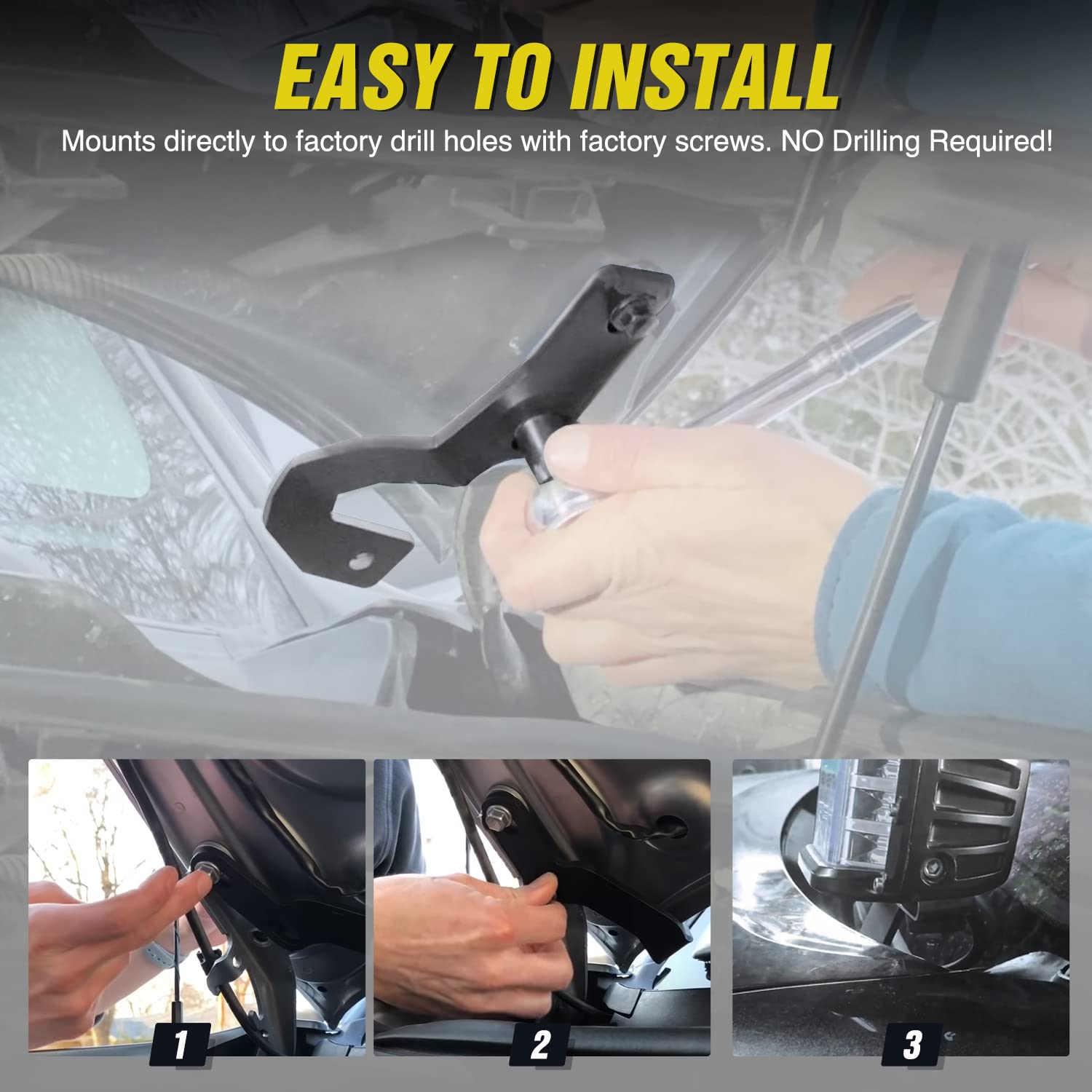 Nilight Ditch Light Brackets Hood Hinges Mount Bracket Kit For Auxiliary Offroad Led Pod Light Work Light On 2010-2023 Toyota 4R