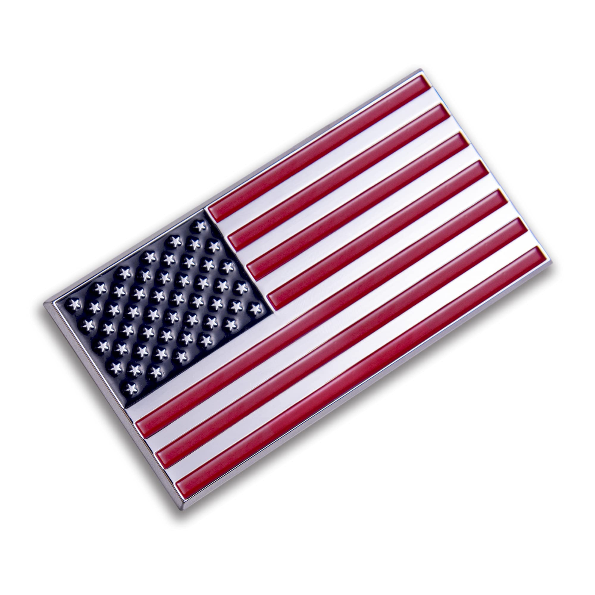 Patriot Accessories Red And Blue American Flag Metal Decal Auto Emblem