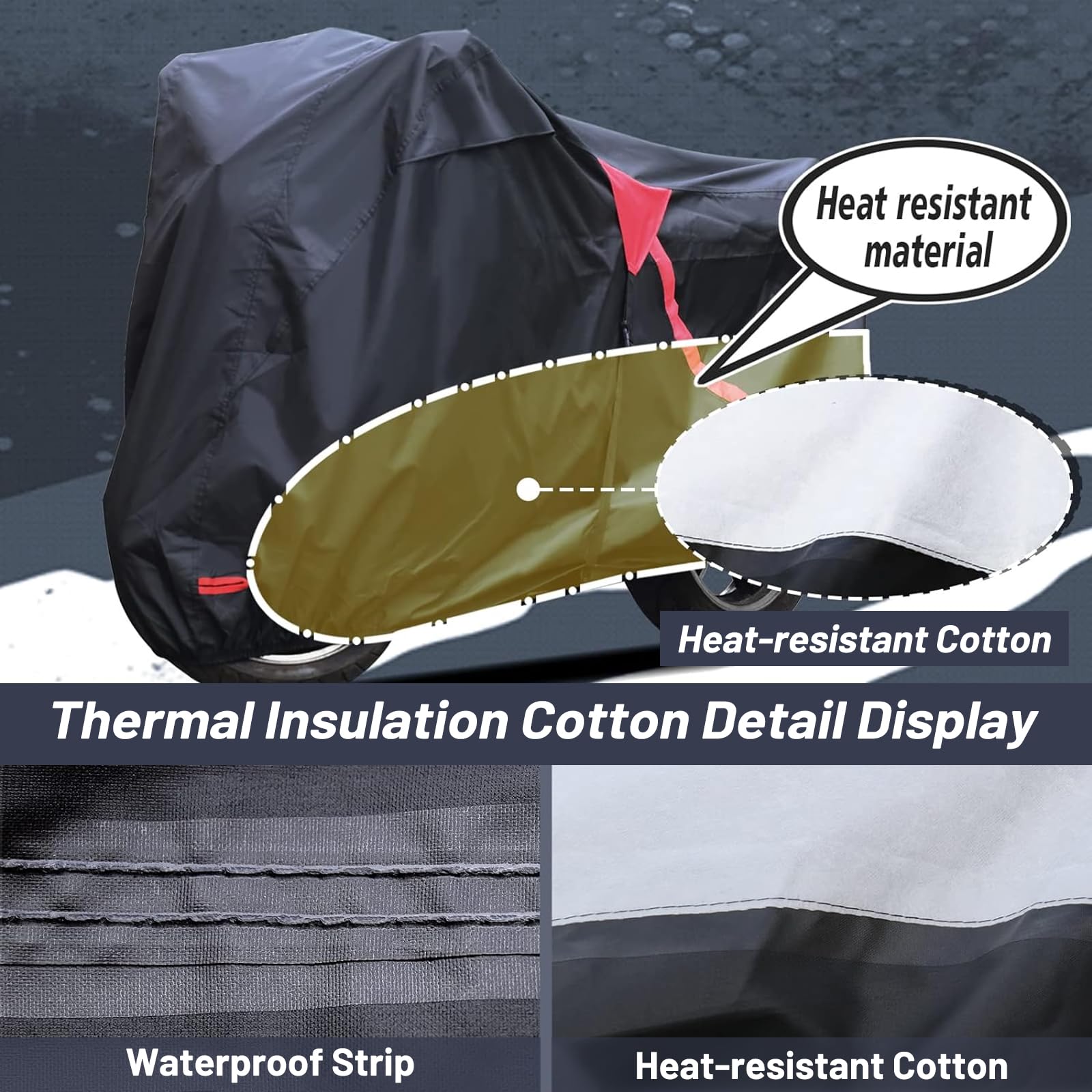Autolion Motorcycle Cover,Waterproof Zipper Outdoor Cover For All Seasons Windproof, High Heat Resistance Dustproof And Rainproo