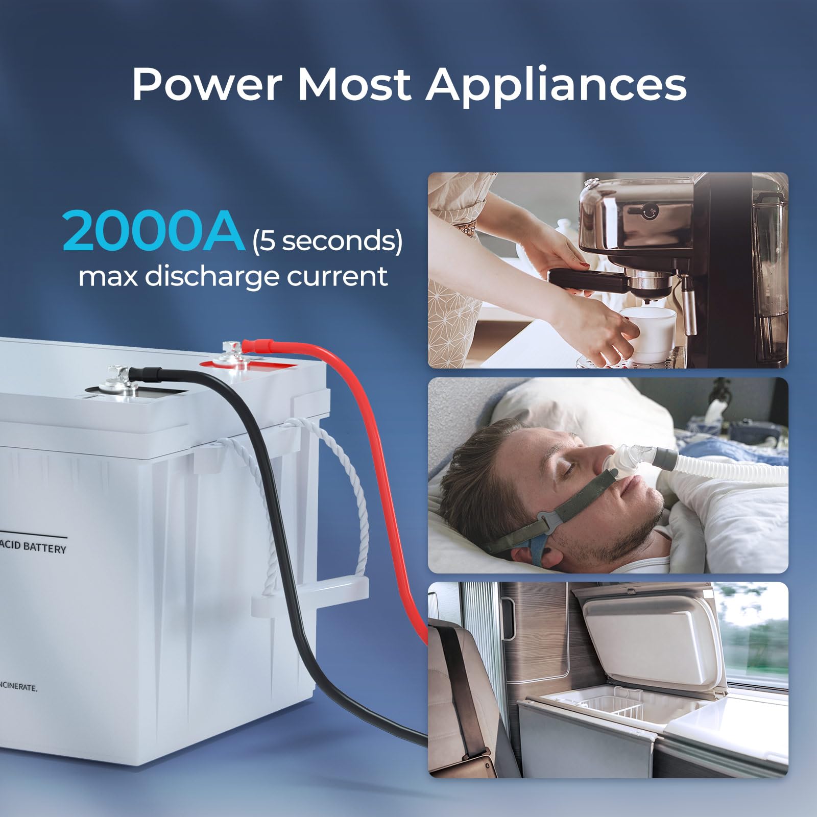 Renogy Deep Cycle AGM Battery 12V 200Ah, 2000A Max Discharge, Maintenance-Free, Gray, Model RNG-BATT-AGM12-200