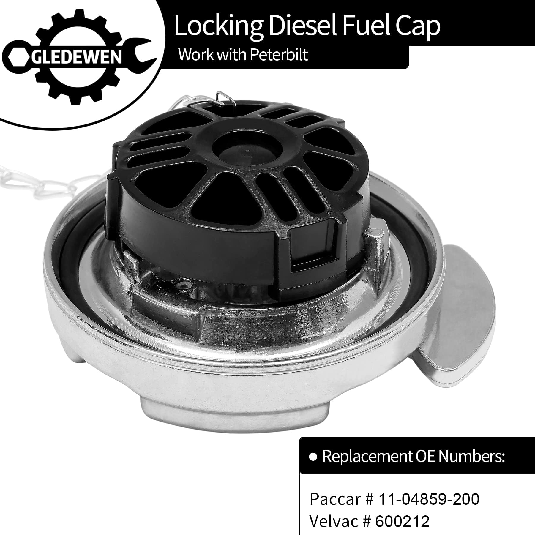Locking Fuel Cap (2PCS), Compatible with 1972-2017 Peterbilt 330 to 587 Semi Trucks, 4In Lever Style Aluminum Diesel Fuel Tank C