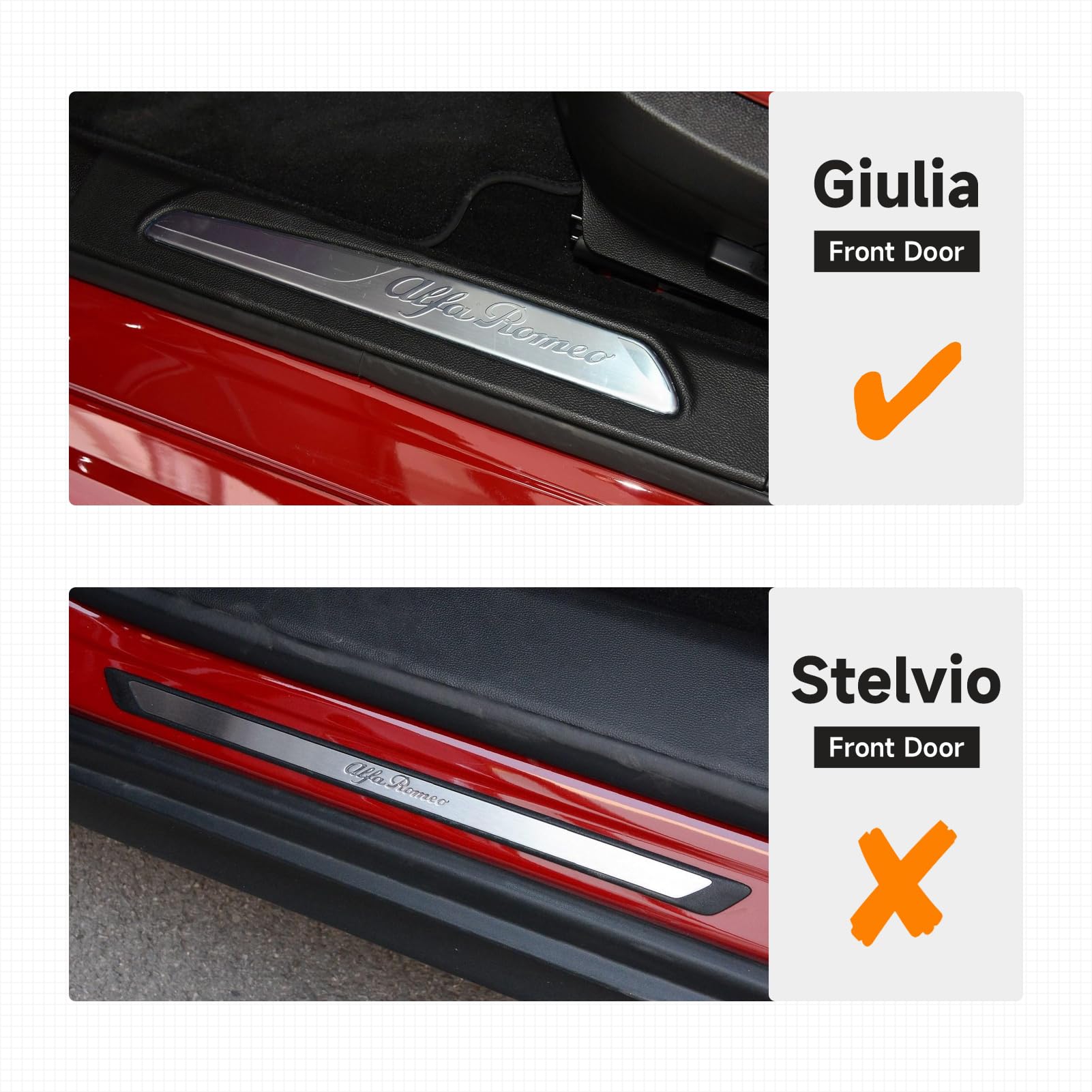 HENGYUESHANG 2PCS Carbon Fiber Door Entry Guard Stickers for Alfa Romeo Giulia 2016-2024, Black Trim Protection Decals