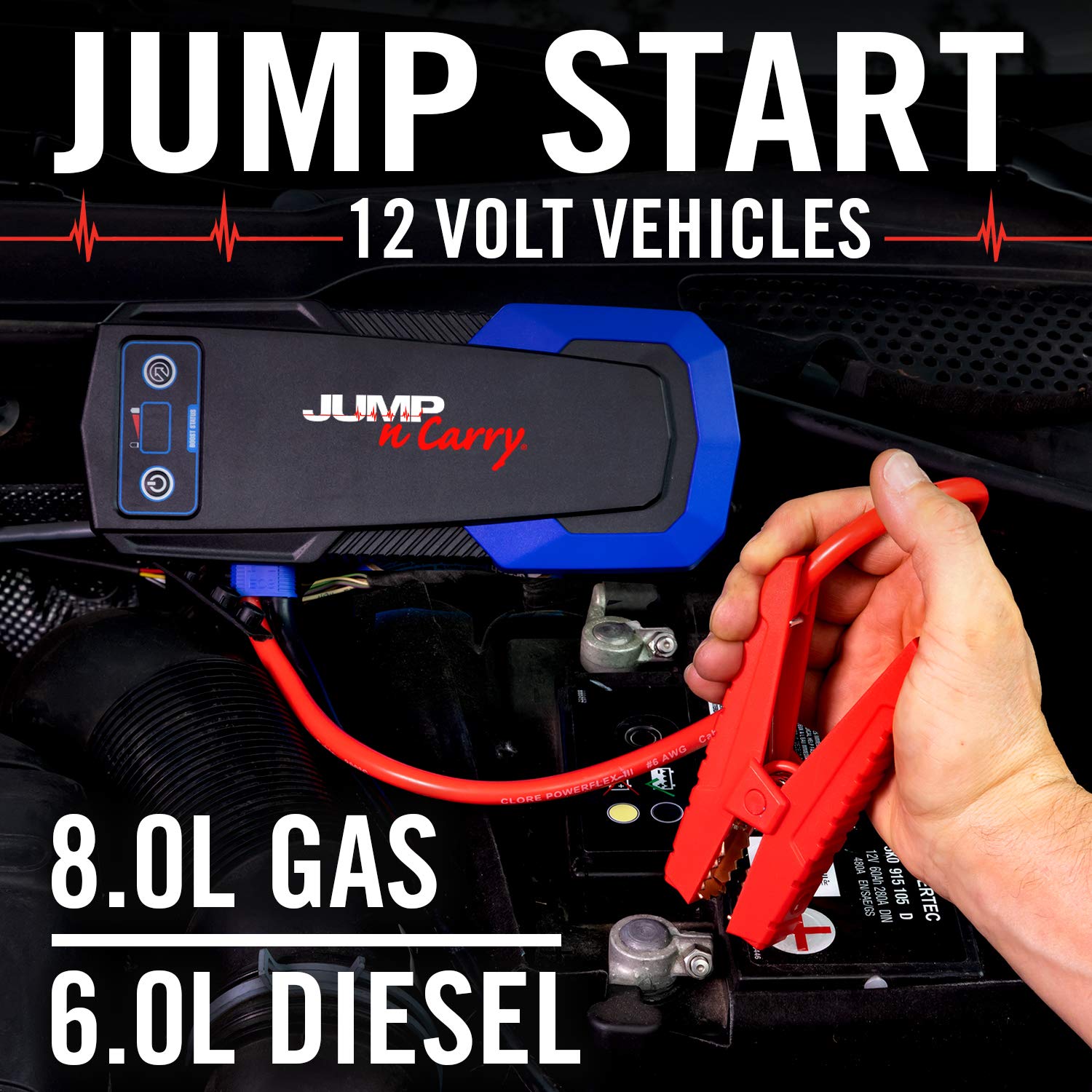 Clore Automotive Jump-N-Carry JNC325 12V Lithium Jump Starter - 450 Amp for 8L Gas & 6L Diesel Engines, Factory Color, One Size