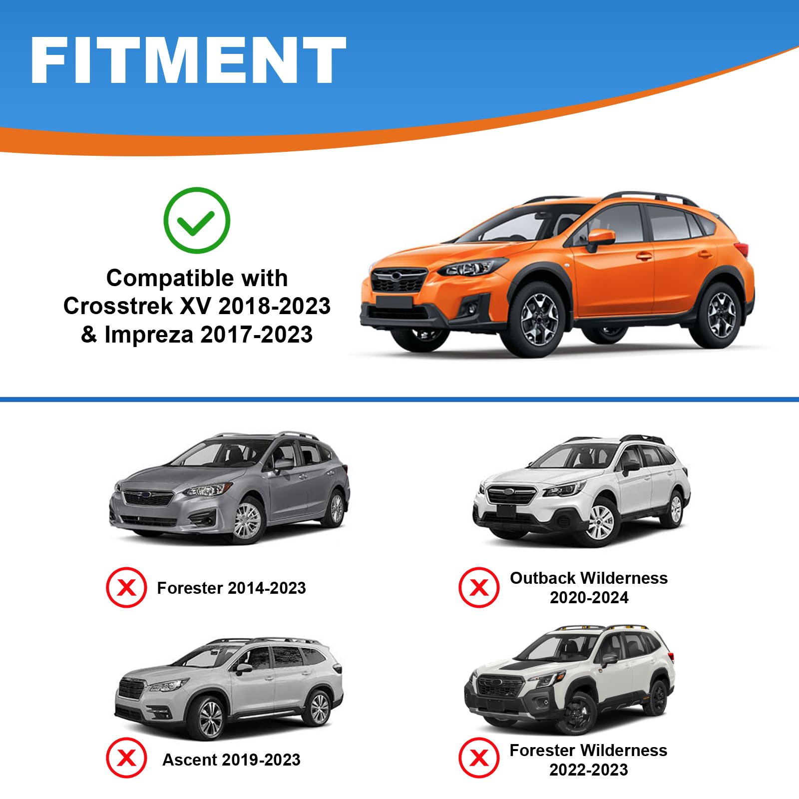 Fengyu Roof Rack Cross Bars 220Lb Compatible With Subaru Crosstrek 2018-2023 & Impreza 2017-2023, Heavy Duty Lockable Aluminum R