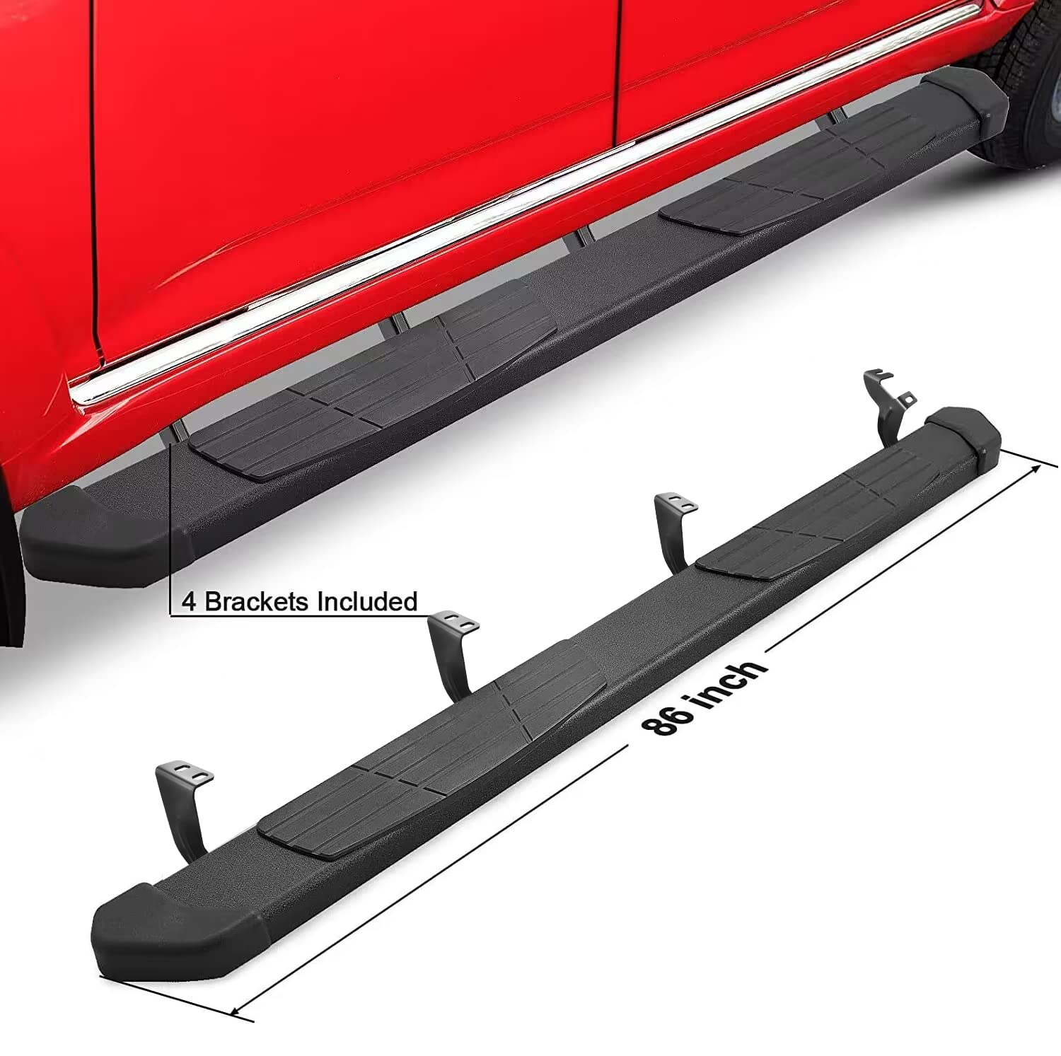 OTHOWE 6.5" Black Running Boards for 2022-2025 Toyota Tundra Crewmax Cab, Carbon Steel Side Steps, Model 95235T6-BLK-8