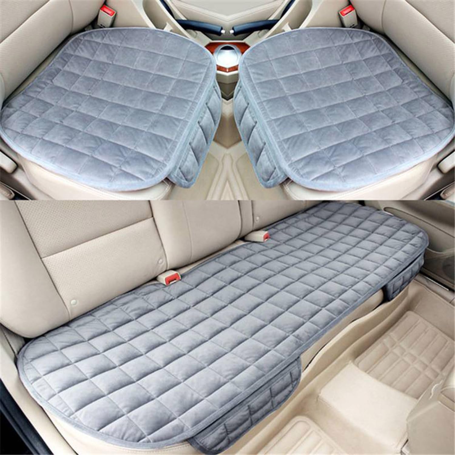 HSR Comfortable UltraSoft Memory Foam Car Seat Cover with NonSlip Grip and Storage Pouch  Universal Fit, Car Seat Cover (Gray
