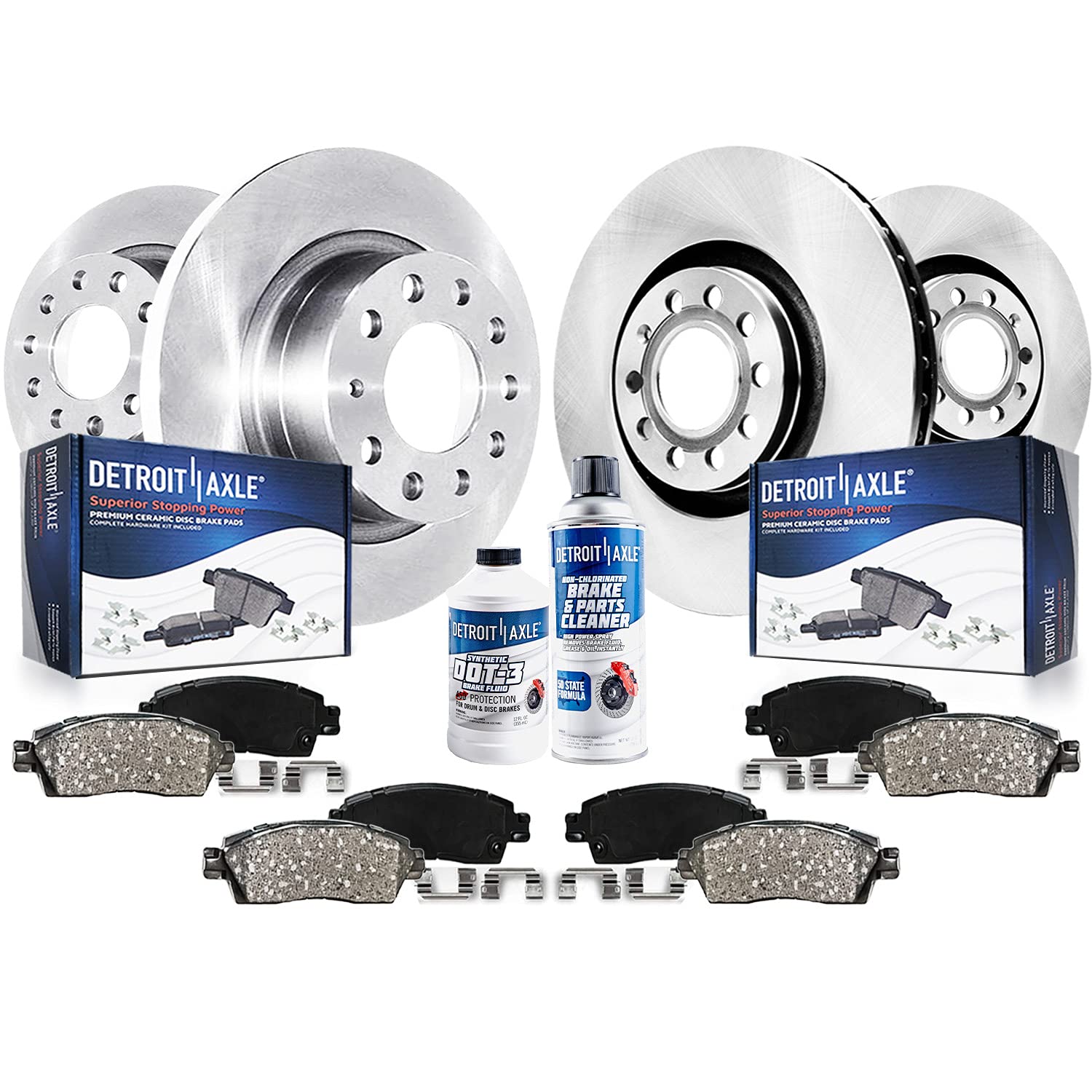 Detroit Axle - Brake Kit for Volkswagen 2005-2010 Jetta 2010 Golf Replacement Disc Brake Rotors Ceramic Brakes Pads: 11.34 inc
