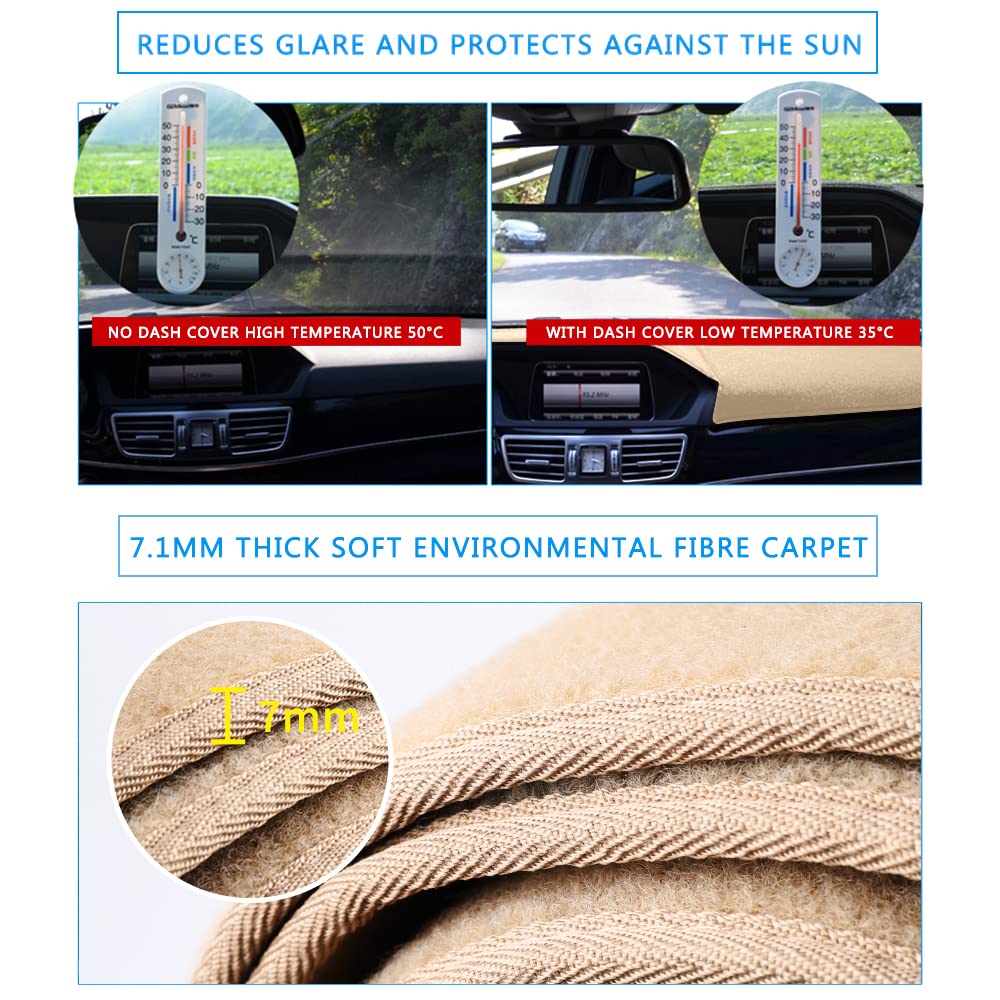 Hanlanka Dashboard Cover Dash Cover Mat Compatible With Dodge Ram 1500 2002-2005,2500/3500 2003-2005(Beige)