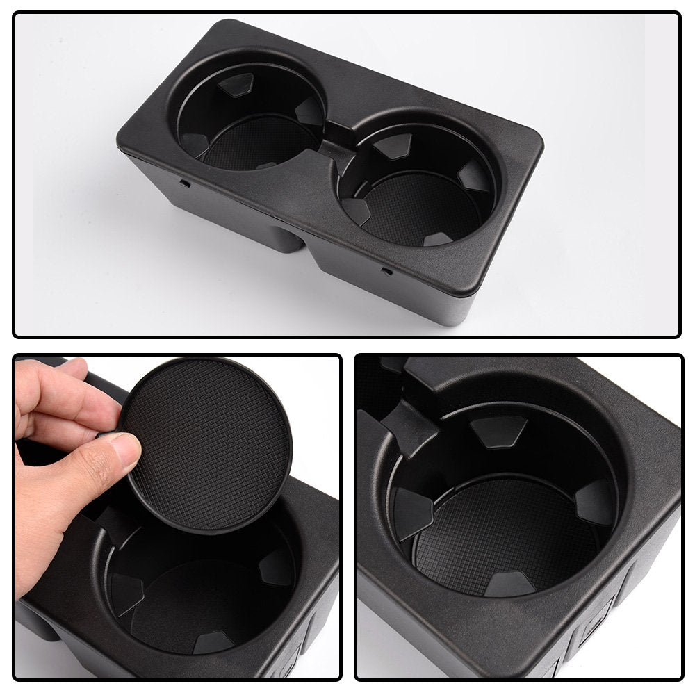 Pit66 Dual Cup Holder Insert Compatible With 2007-2014 Chevy Silverado Avalanche Suburban Sierra Yukon Escalade Drink Holder