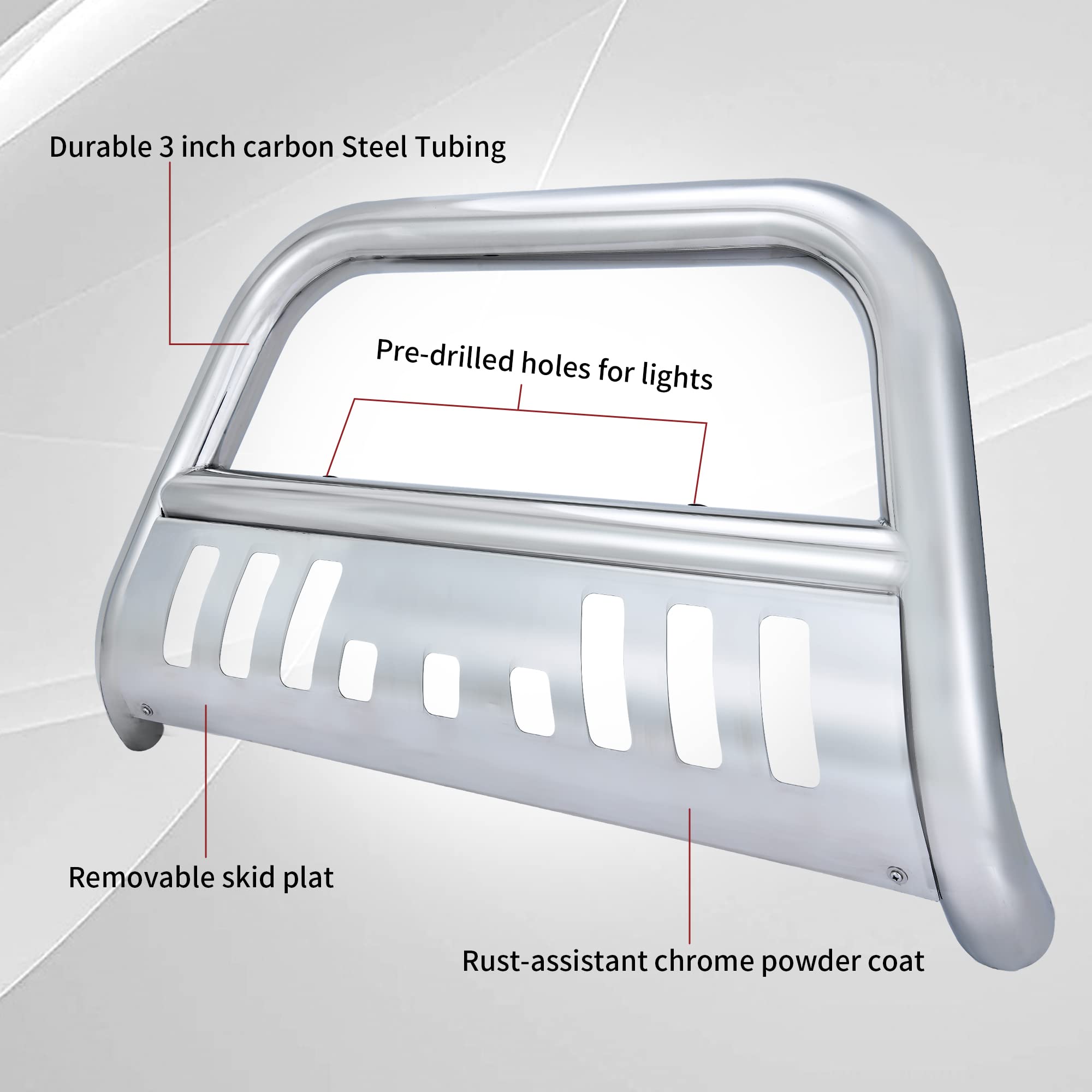 Autosaver88 Bull Bar Compatible For 05-15 Toyota Tacoma 3'' Tube Brush Push Grille Guard Front Bumper (Silver)