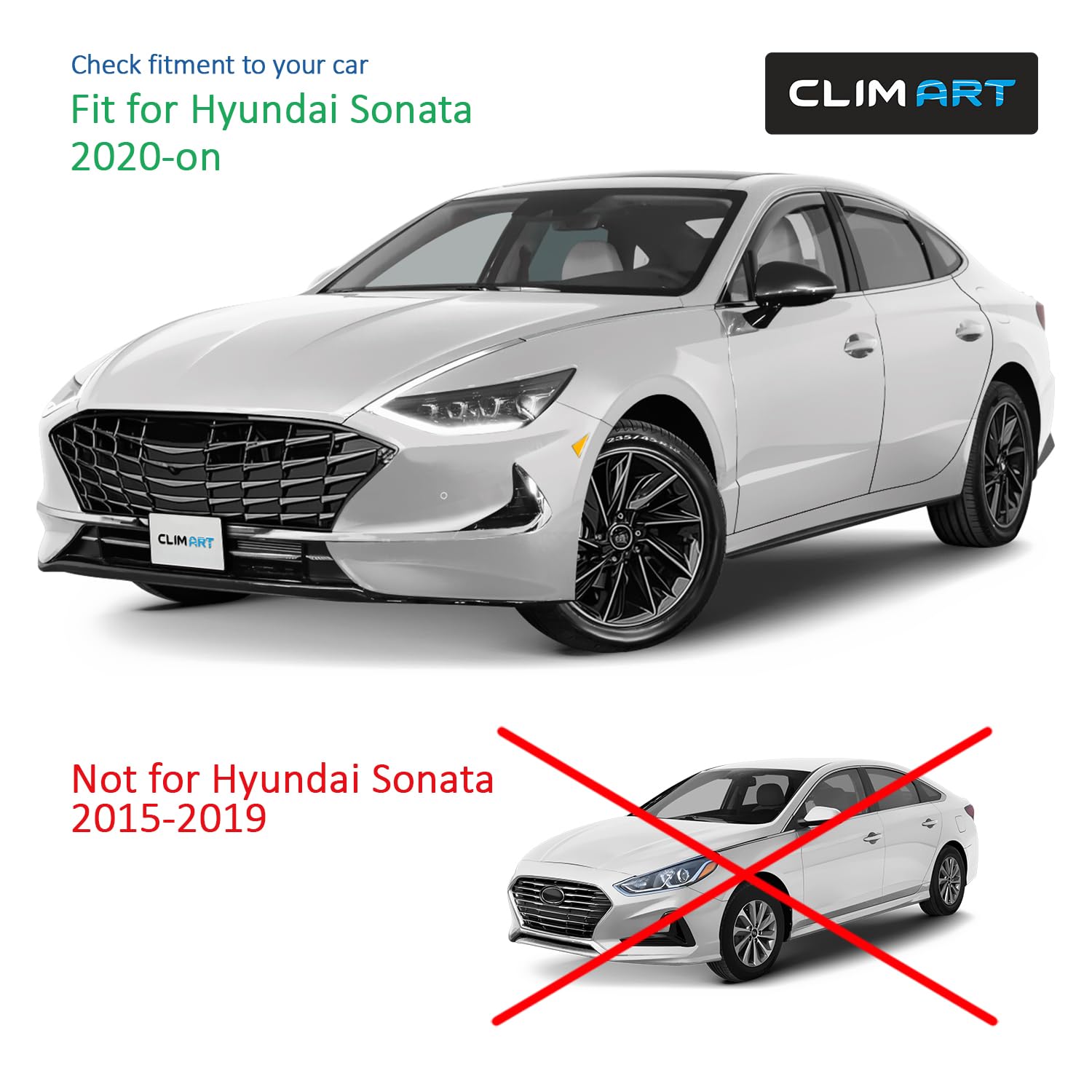 CLIM ART in-Channel Incredibly Durable Rain Guards Compatible with Sonata 2020-2025, Original Window Deflectors, Vent Window Vis