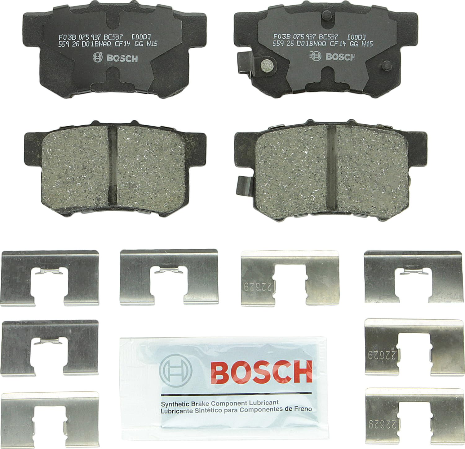 BOSCH BC537 QuietCast Premium Ceramic Disc Brake Pad Set - Compatible With Select Acura CL, CSX, ILX, RSX, TL, TSX, Vigor; Honda