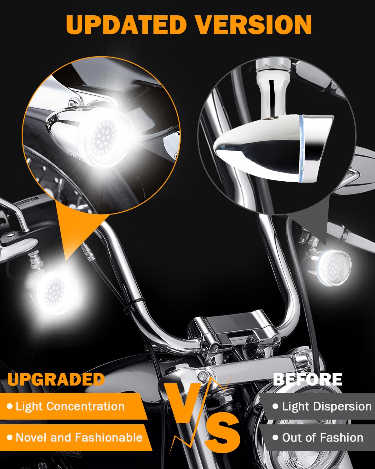 PBYMT Smoke Turn Signal Lens Cover, Chrome Bezels, 4pcs Compatible with Harley Touring, Dyna, Street Glide, Road King, 2000-2024